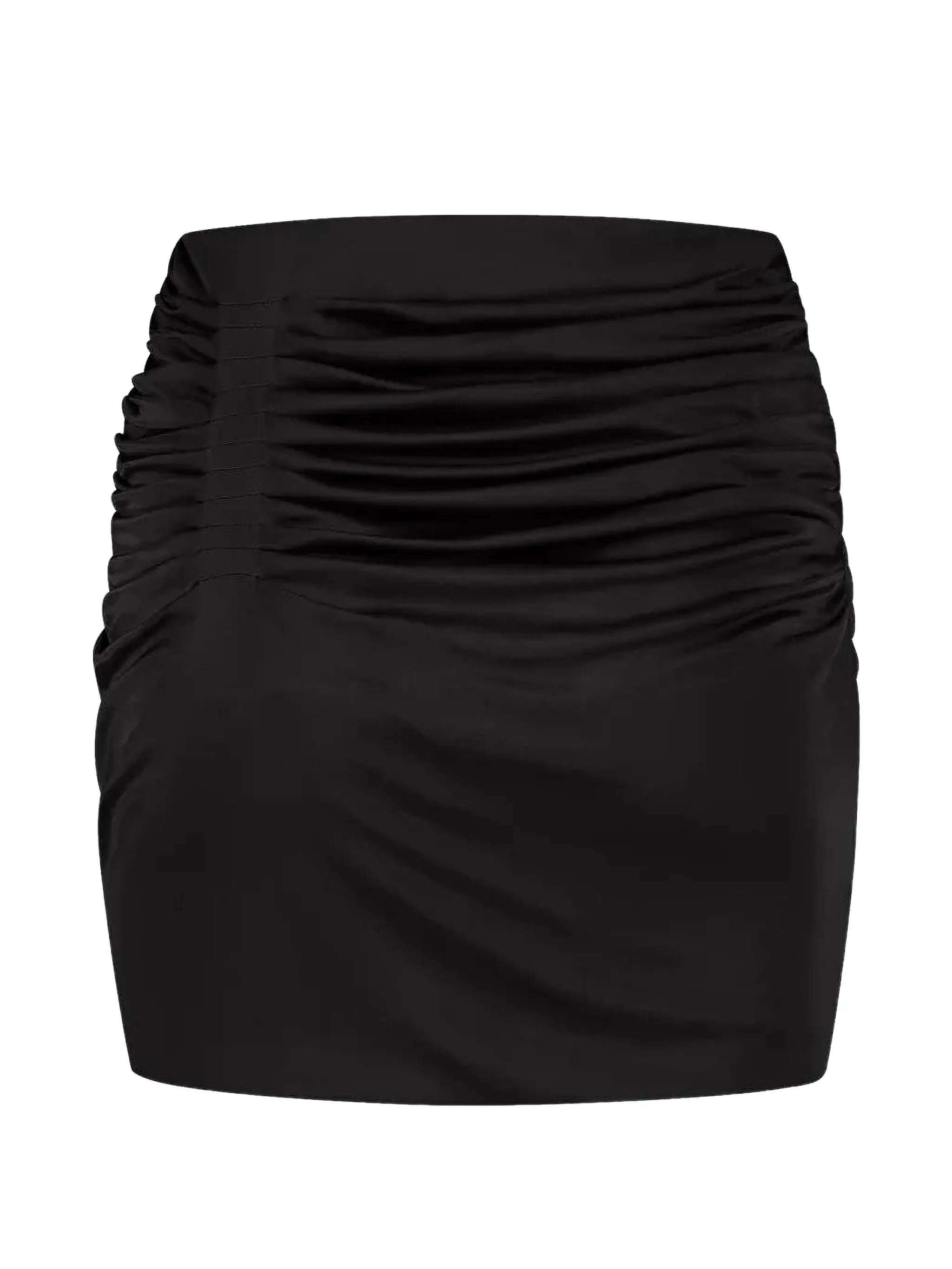 Maroon ruched jersey miniskirt
