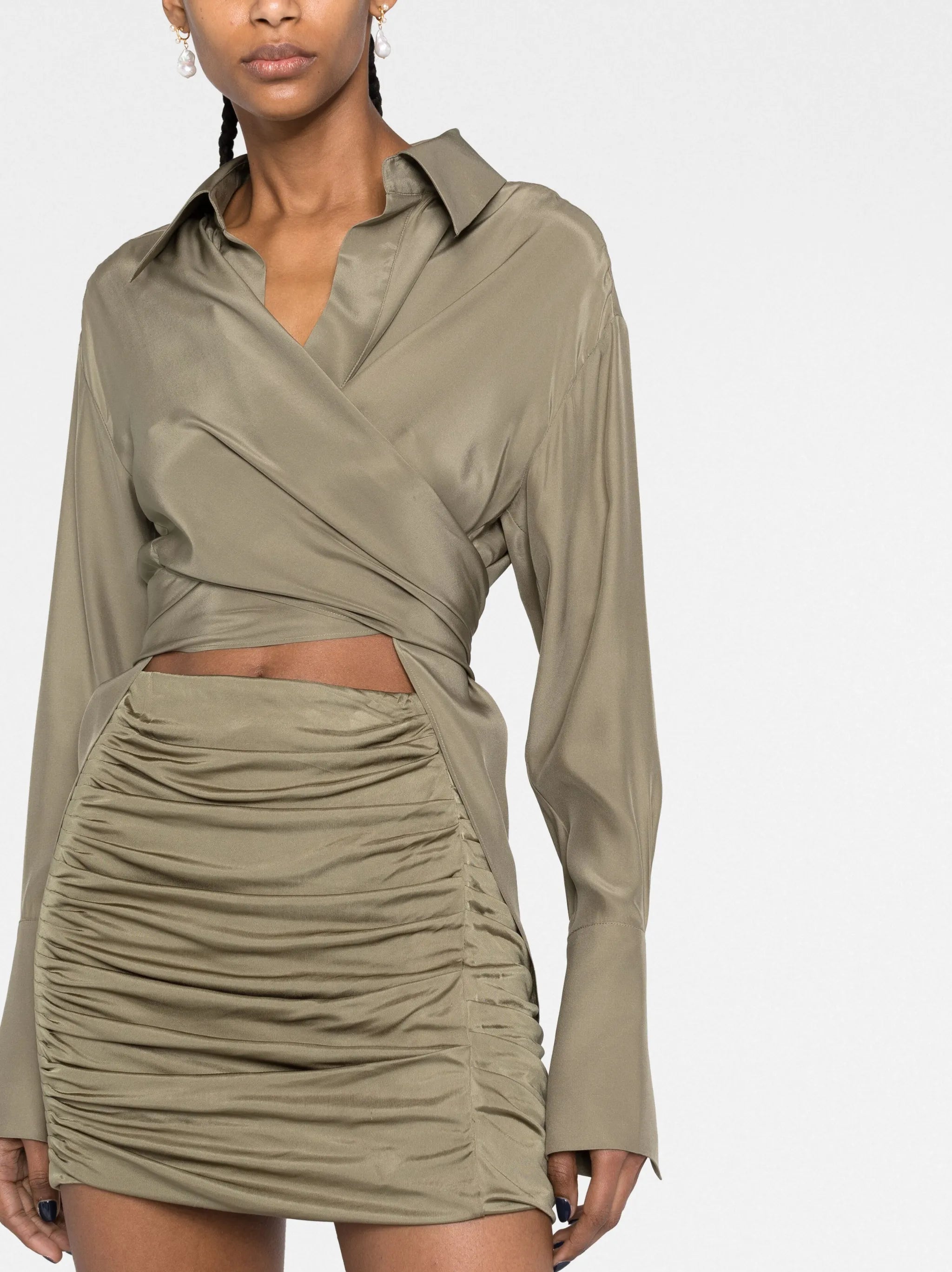 ruched jersey miniskirt