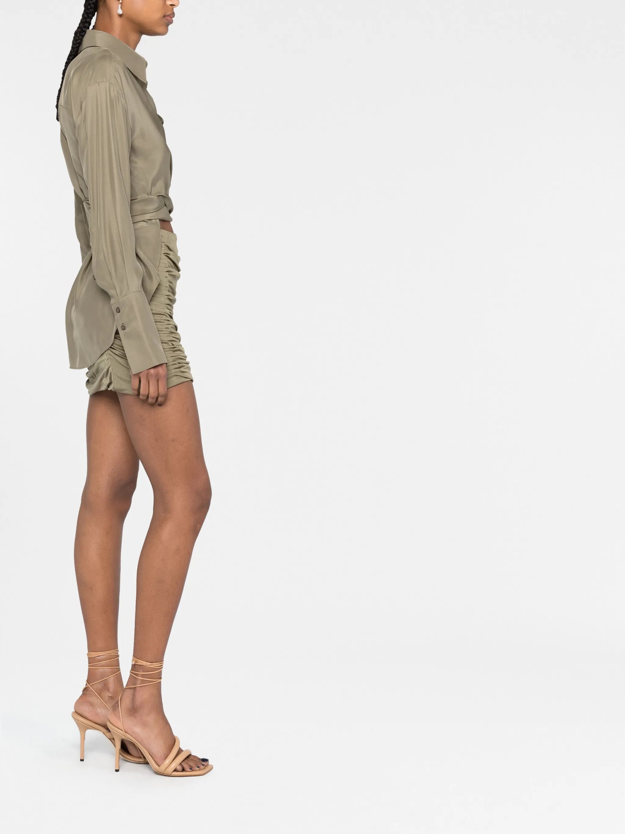 ruched jersey miniskirt