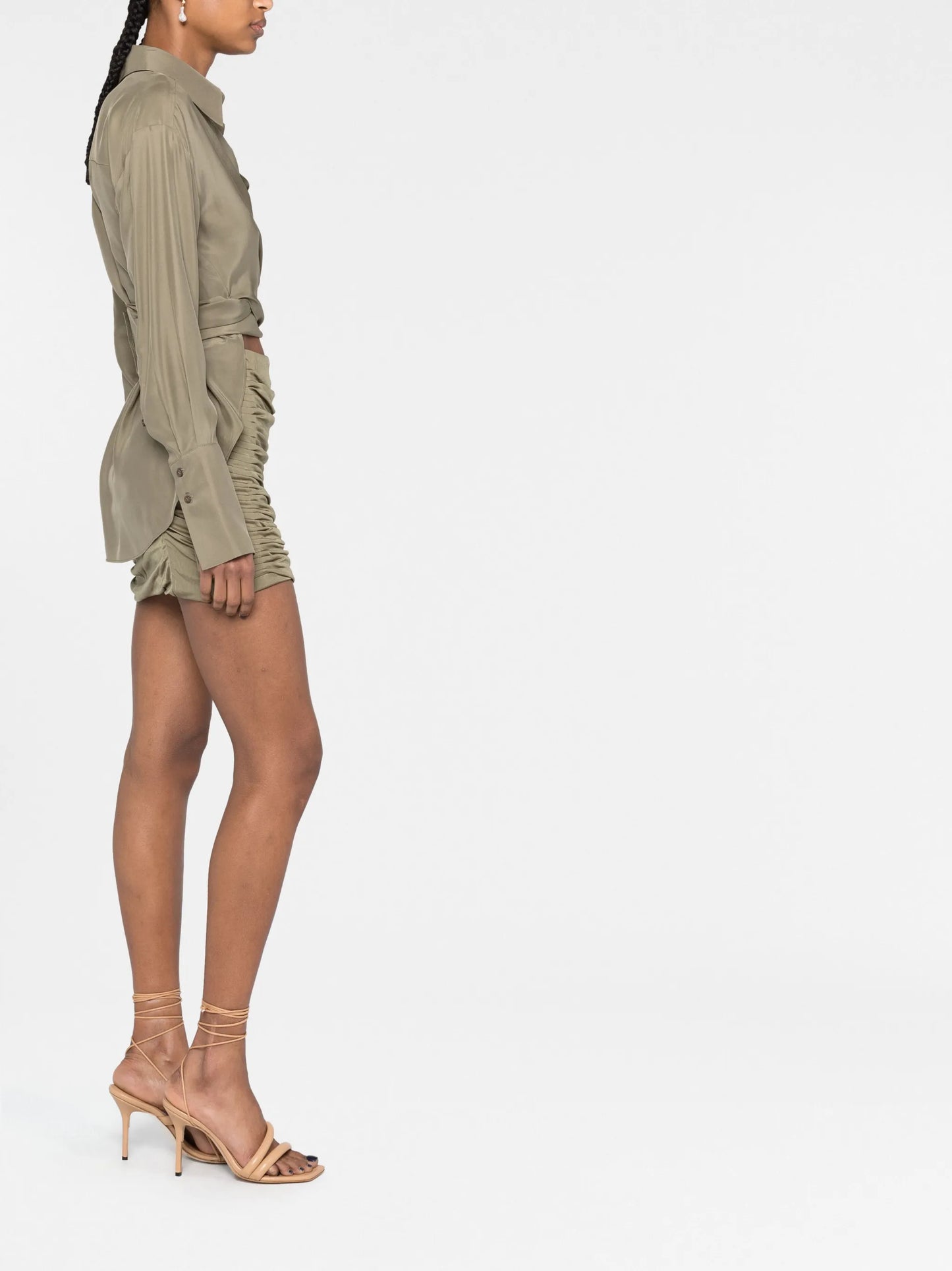 ruched jersey miniskirt
