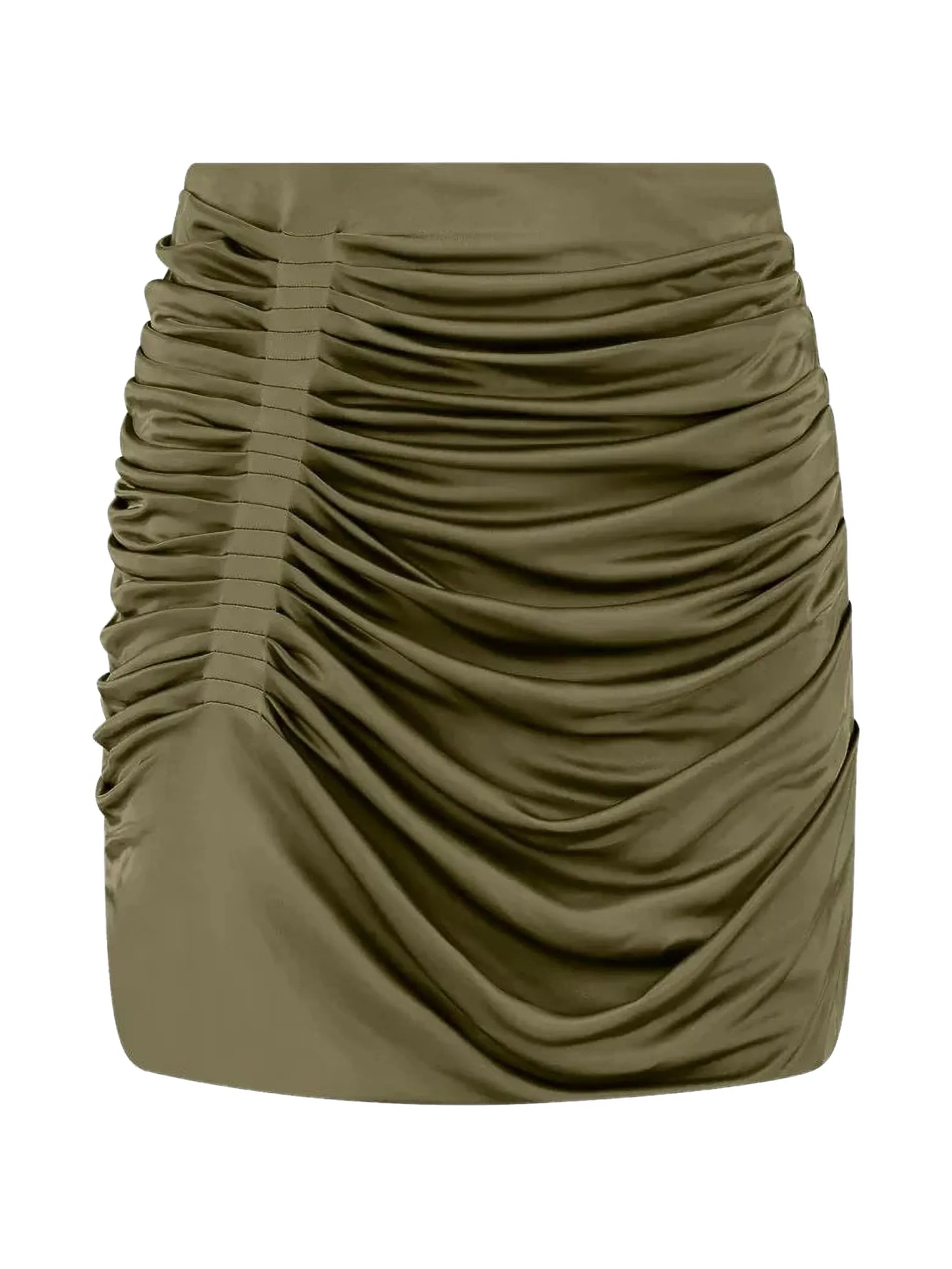 Maroon ruched mini skirt