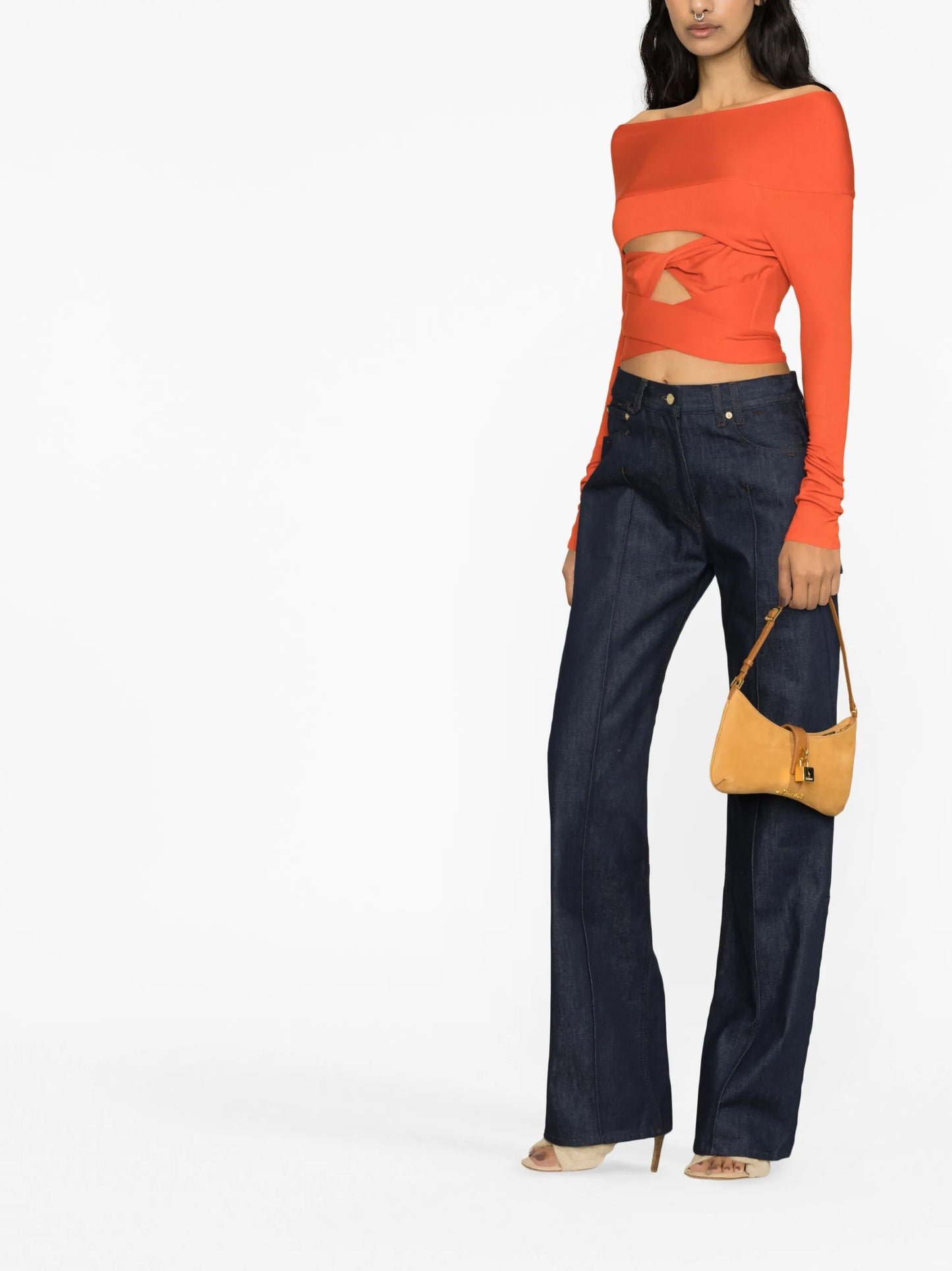 off-shoulder tie-fastening top