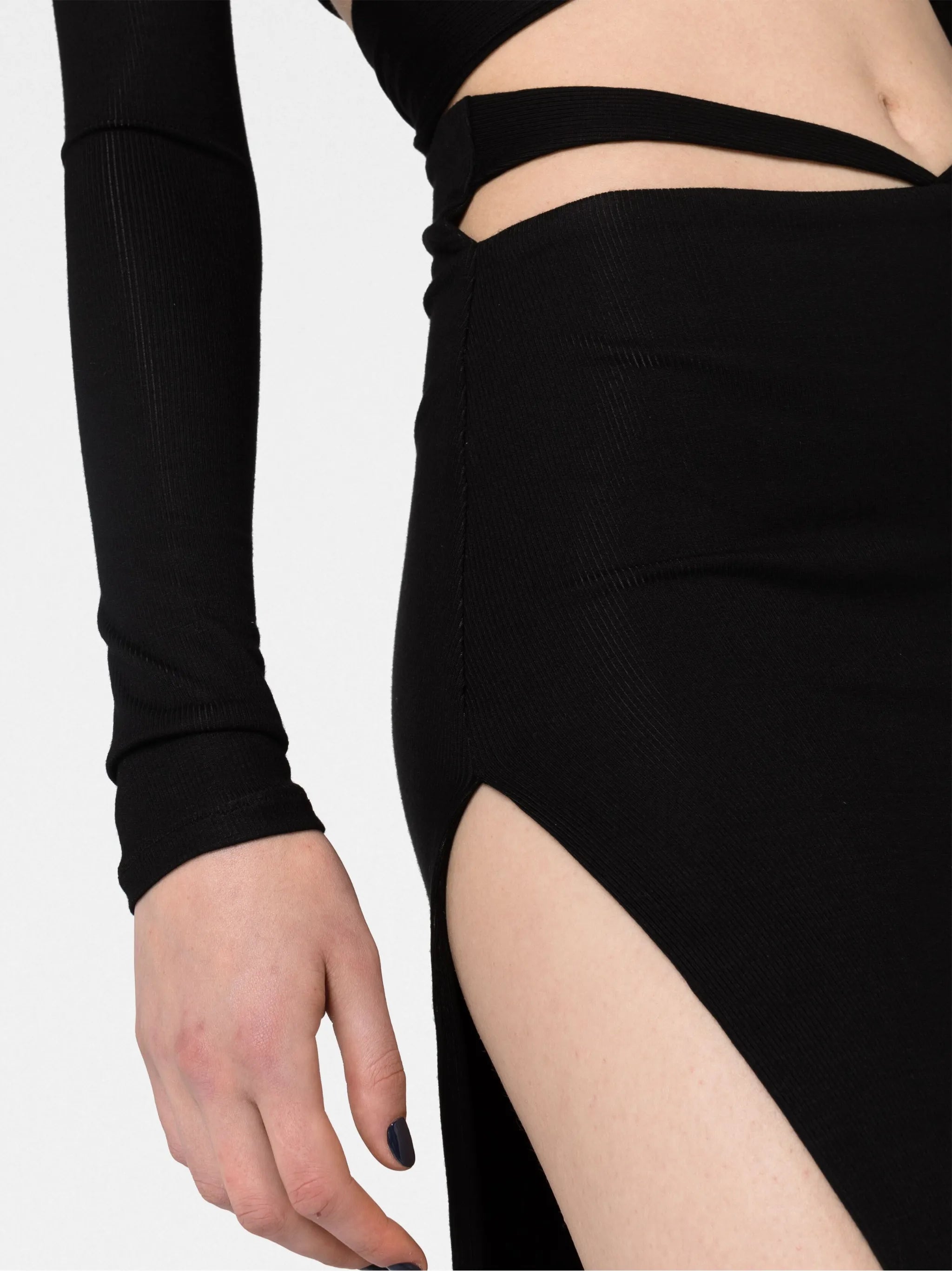 strap-detail knitted skirt