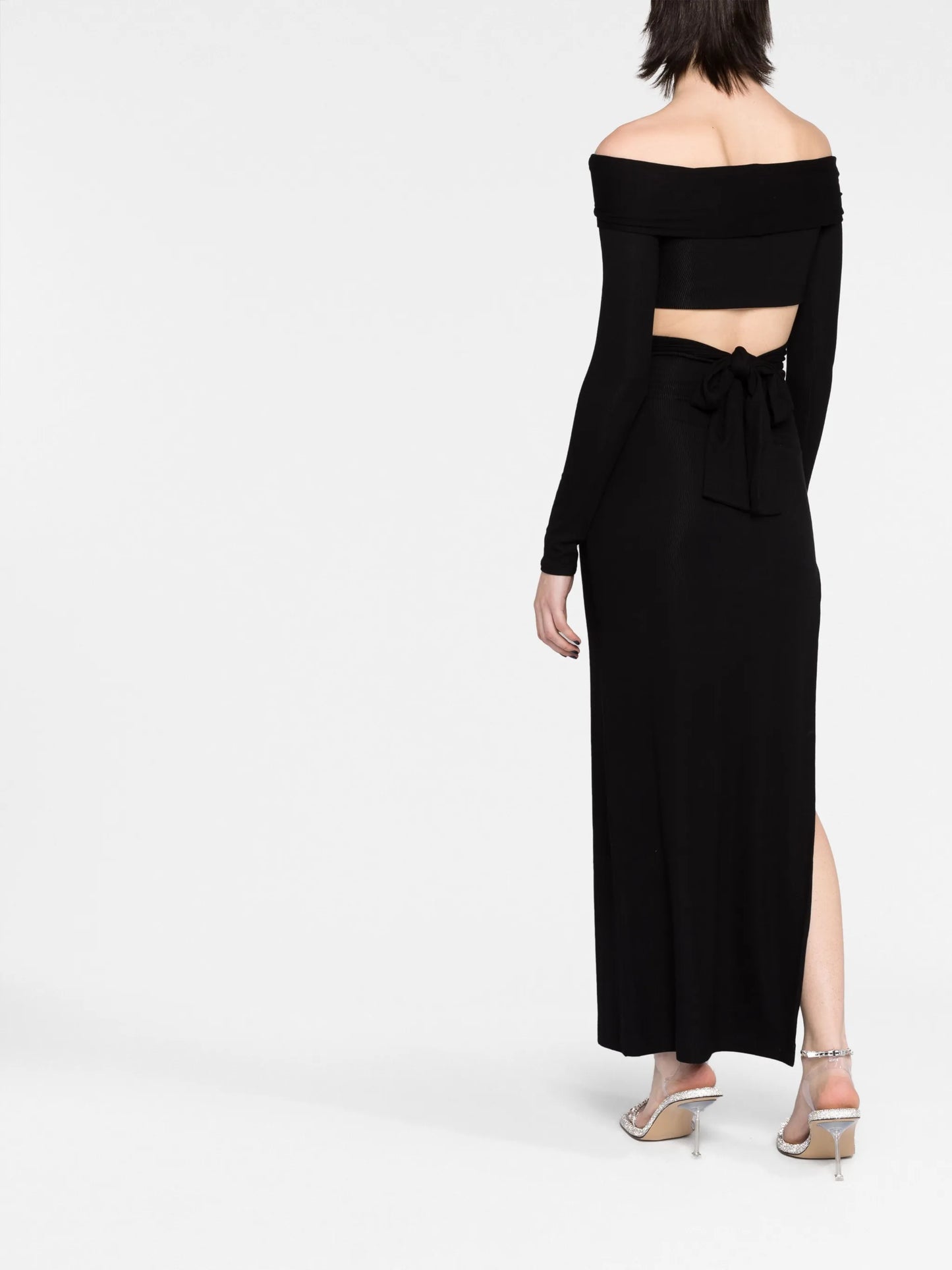 strap-detail knitted skirt