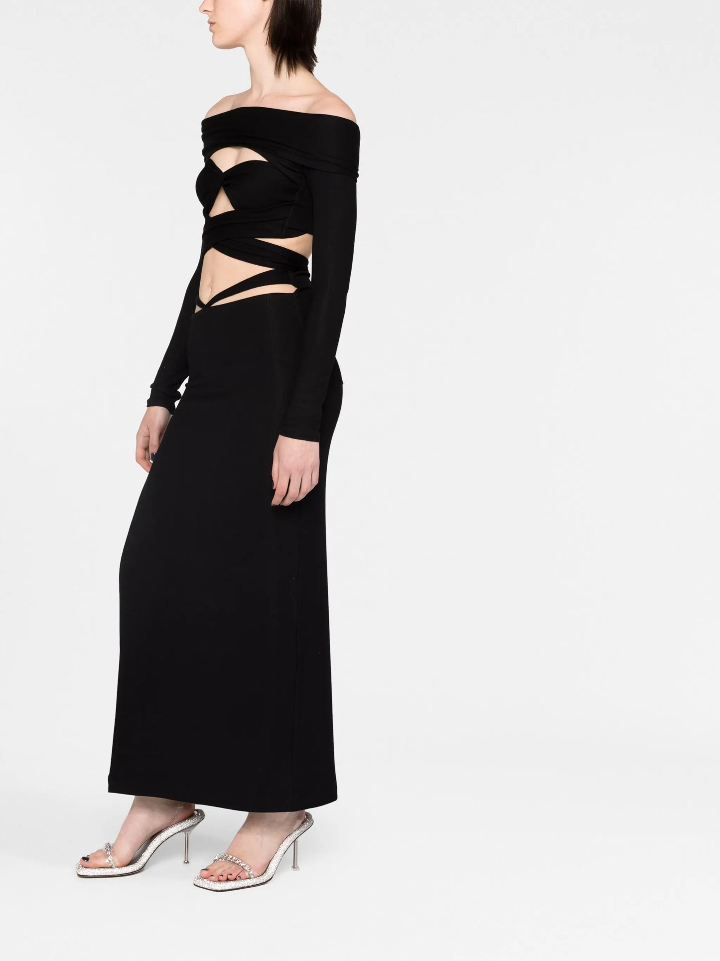 strap-detail knitted skirt