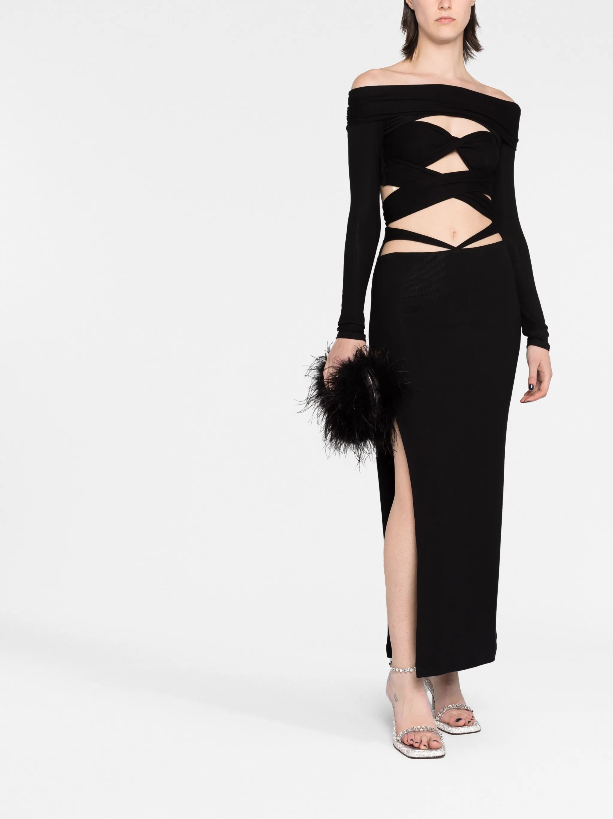 strap-detail knitted skirt
