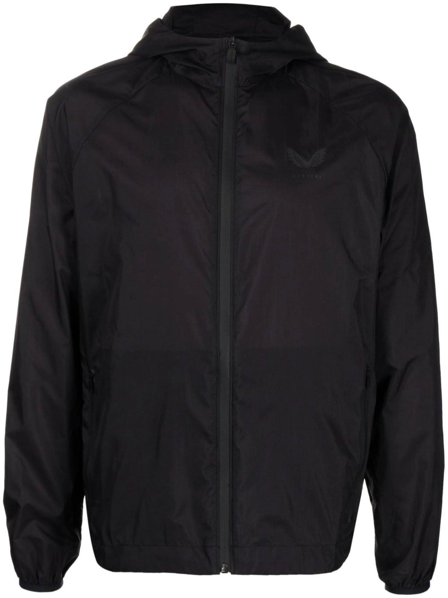 zip-up hodded jacket
