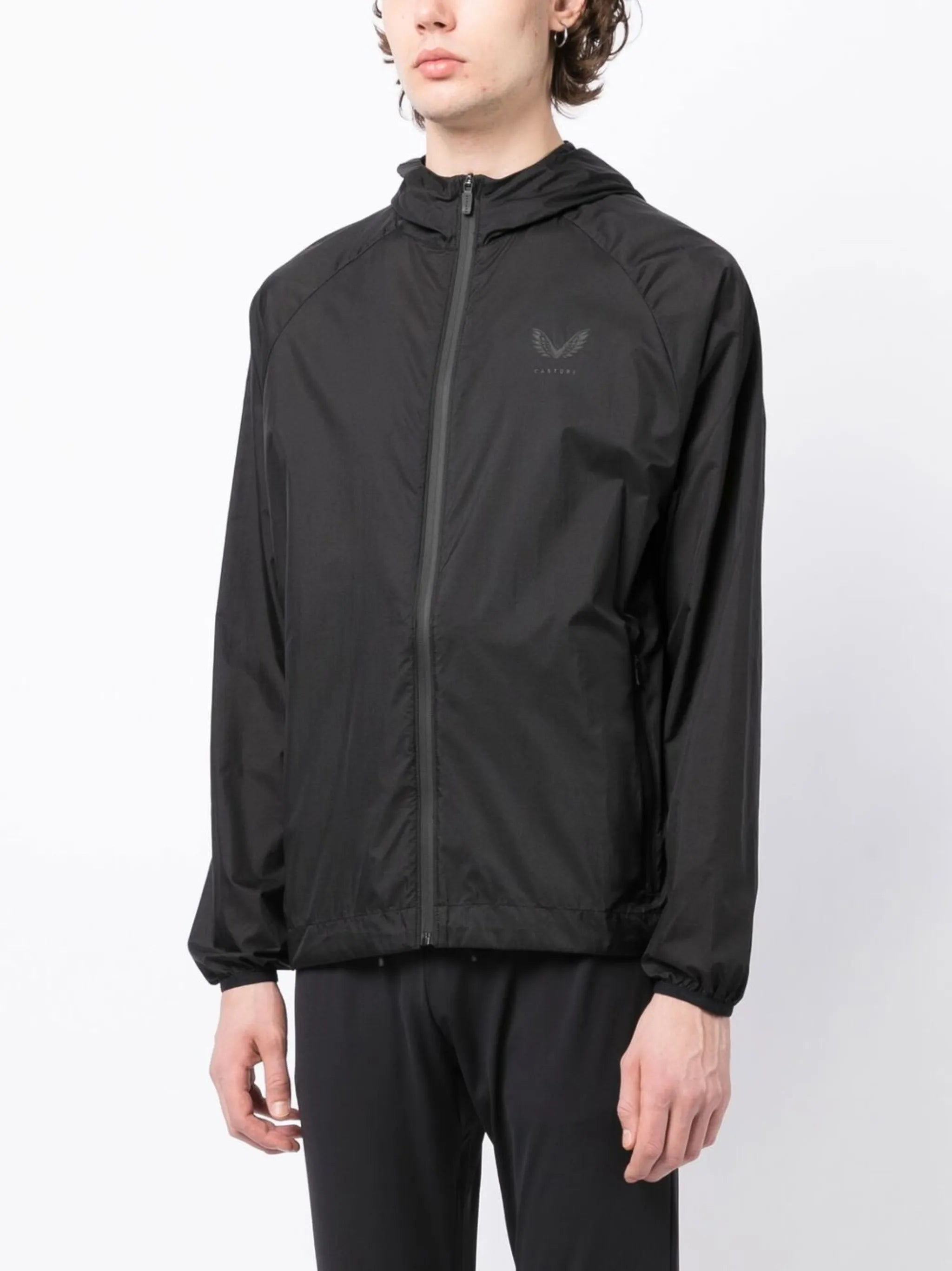 zip-up hodded jacket