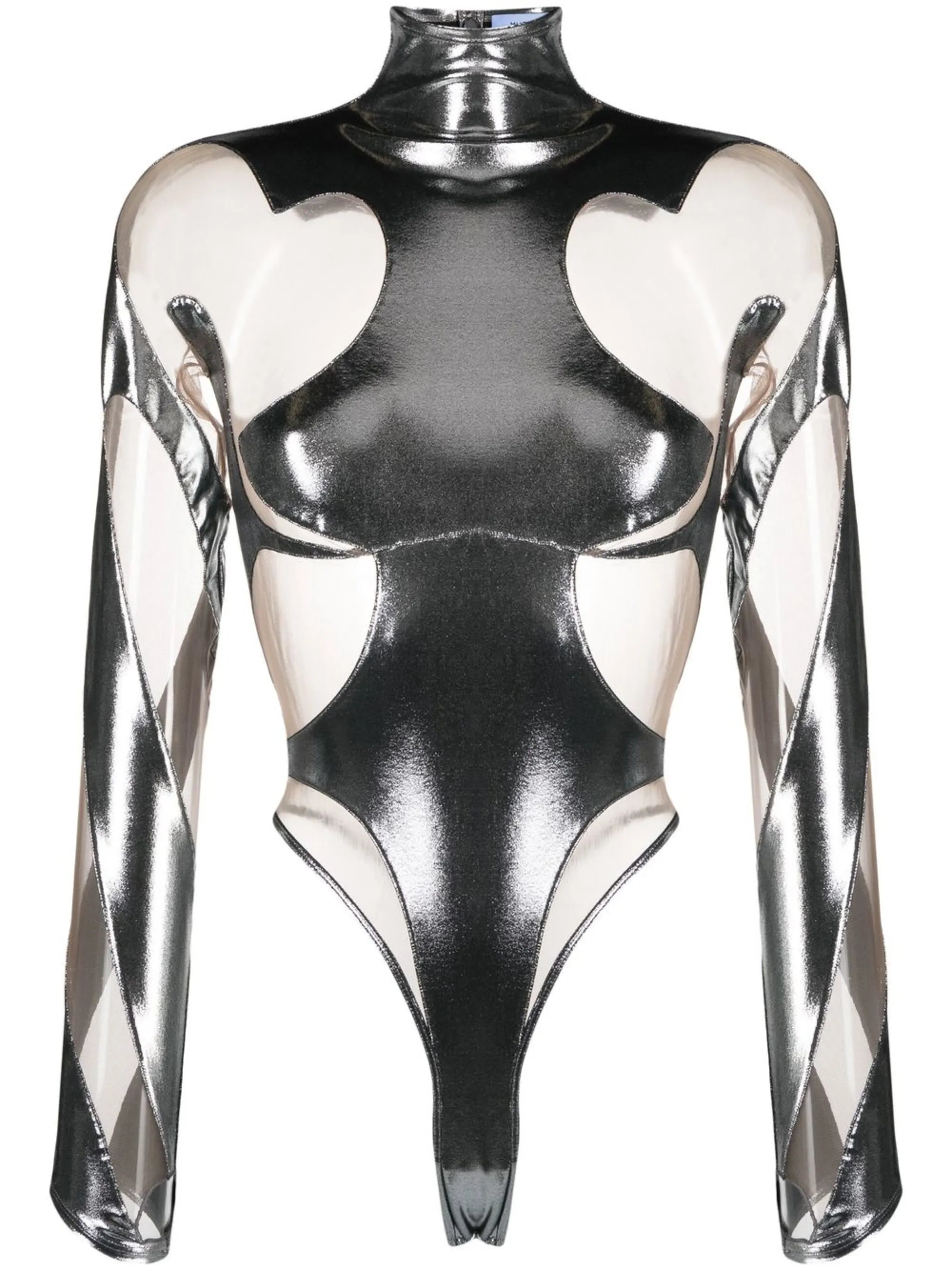 metallic cut-out bodysuit