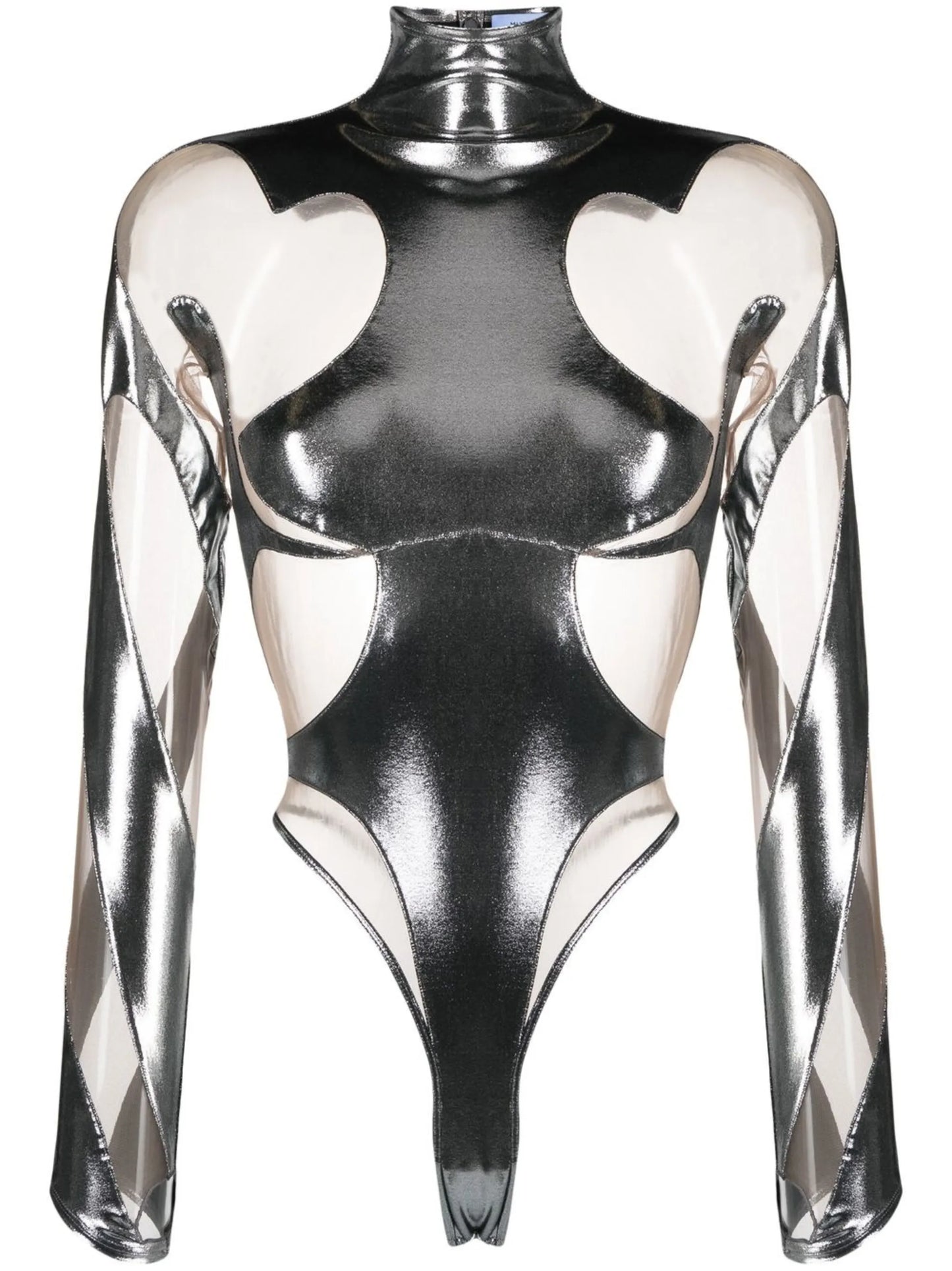 metallic cut-out bodysuit