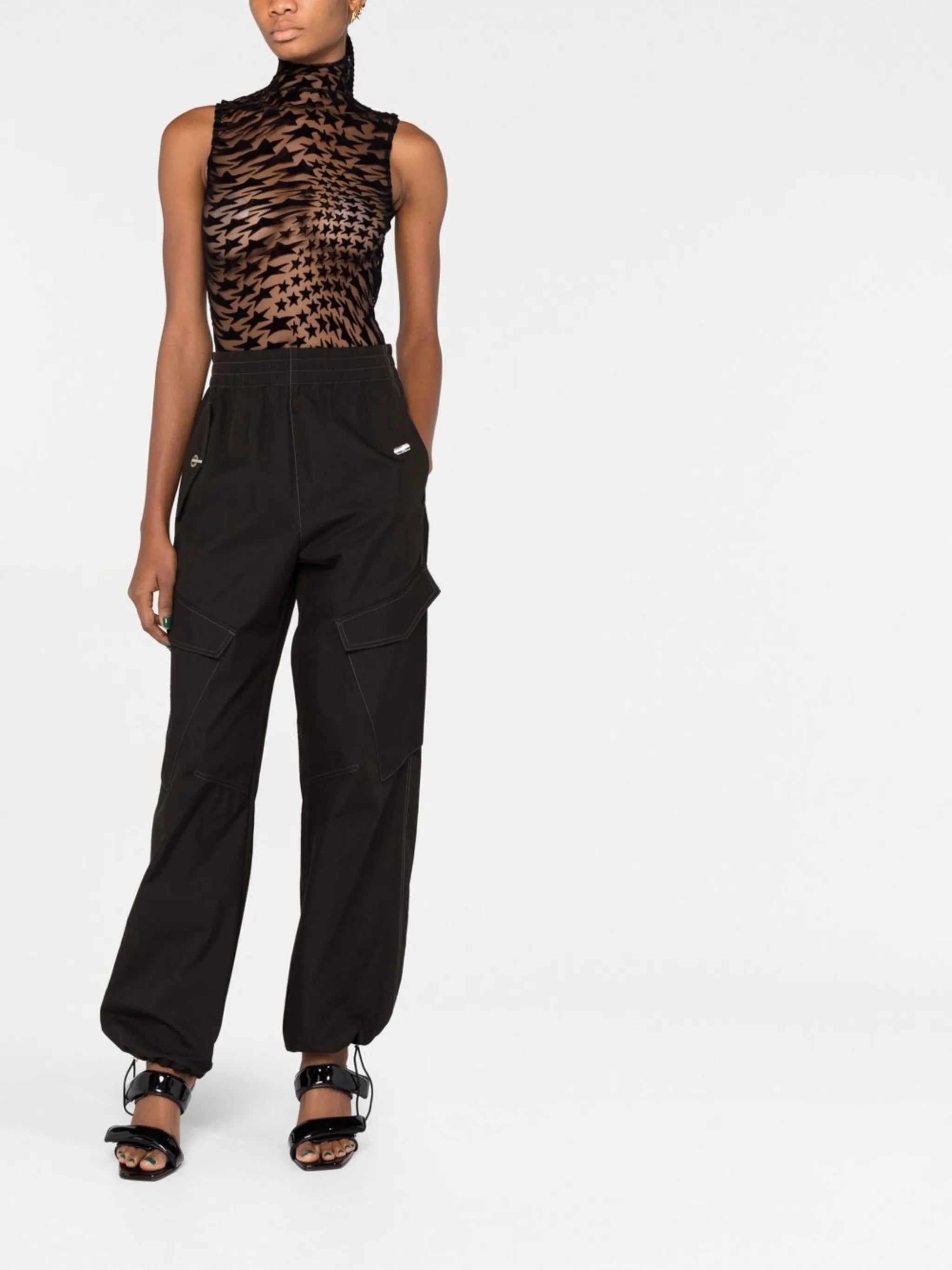 star-print mesh bodysuit