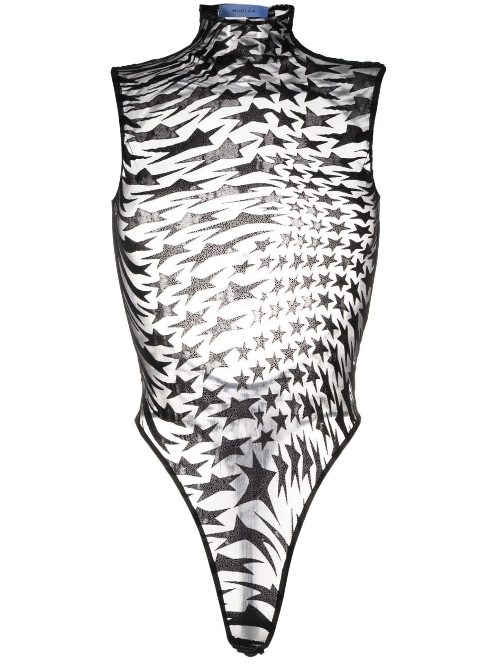 star-print mesh bodysuit