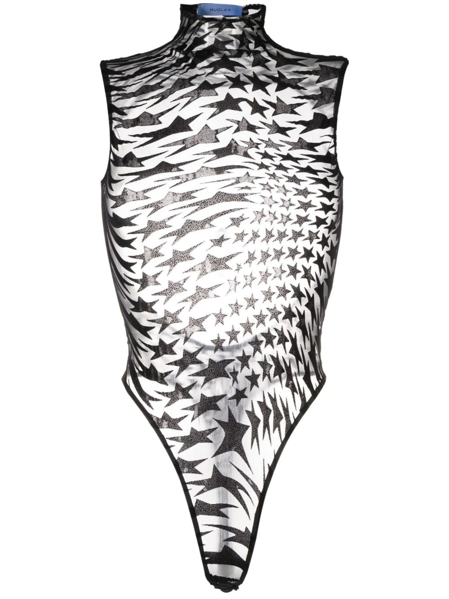 star-print mesh bodysuit