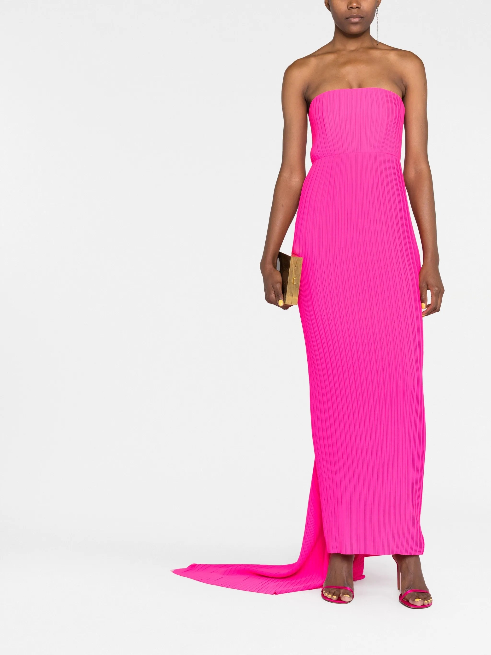 pleated strapless dress
