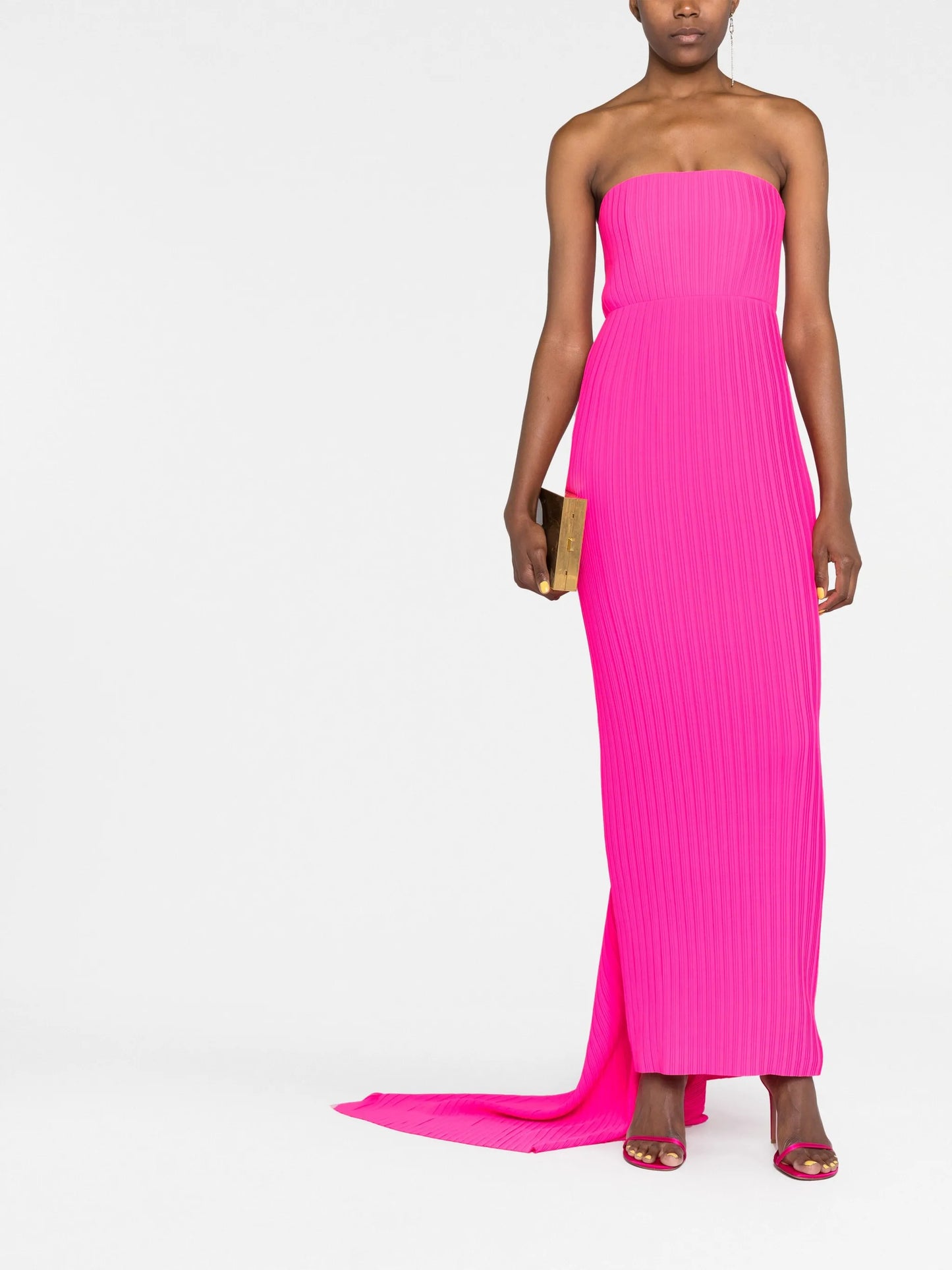 pleated strapless dress