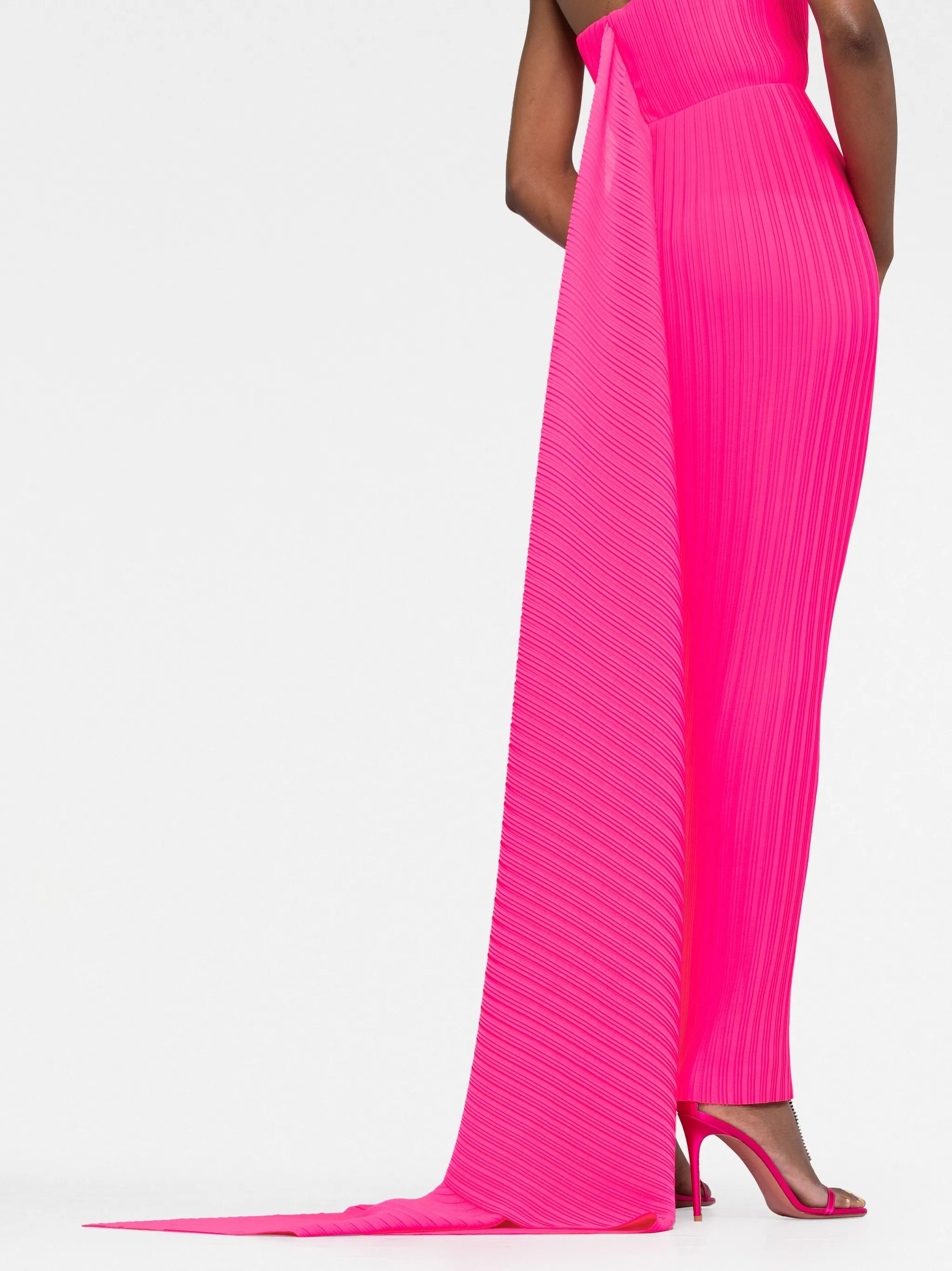 pleated strapless dress