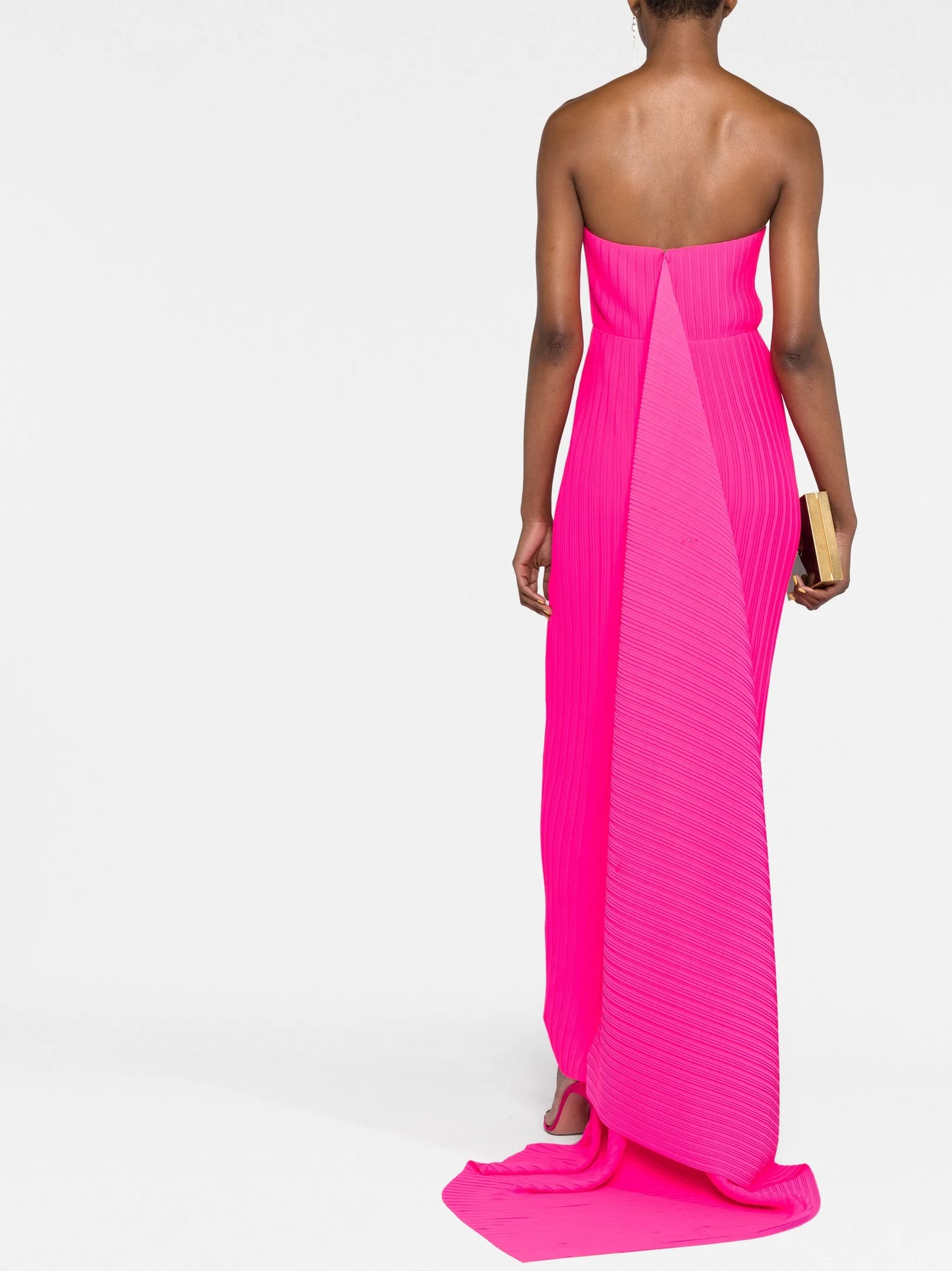 pleated strapless dress