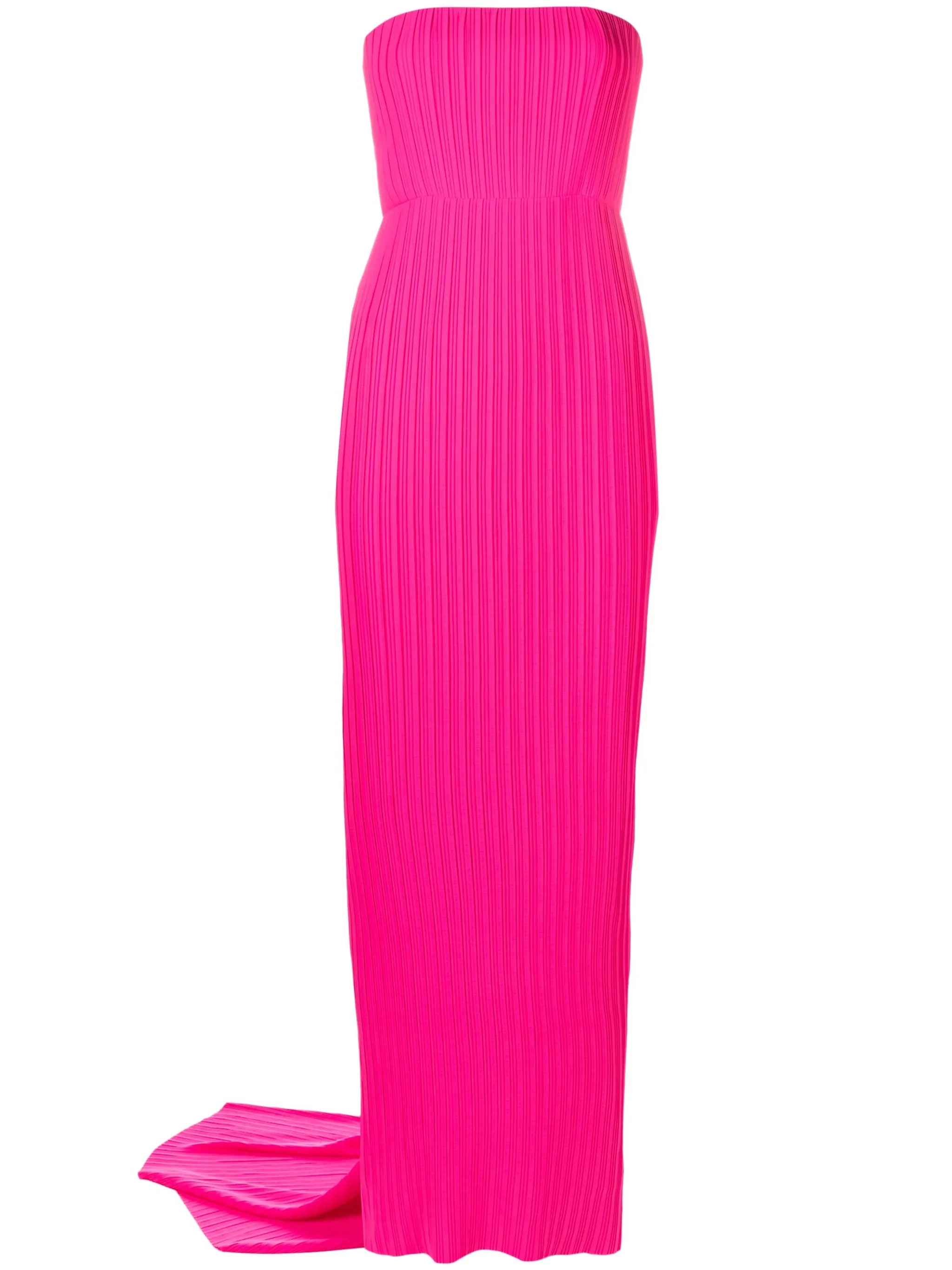 pleated strapless dress