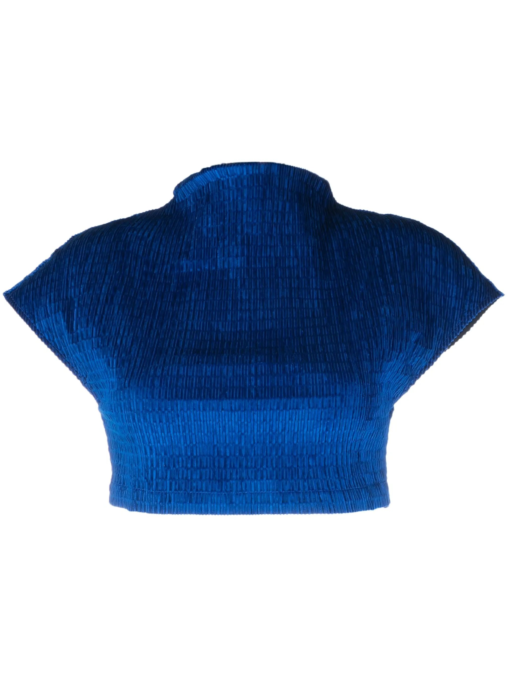 Alina zipped short-sleeved cropped top