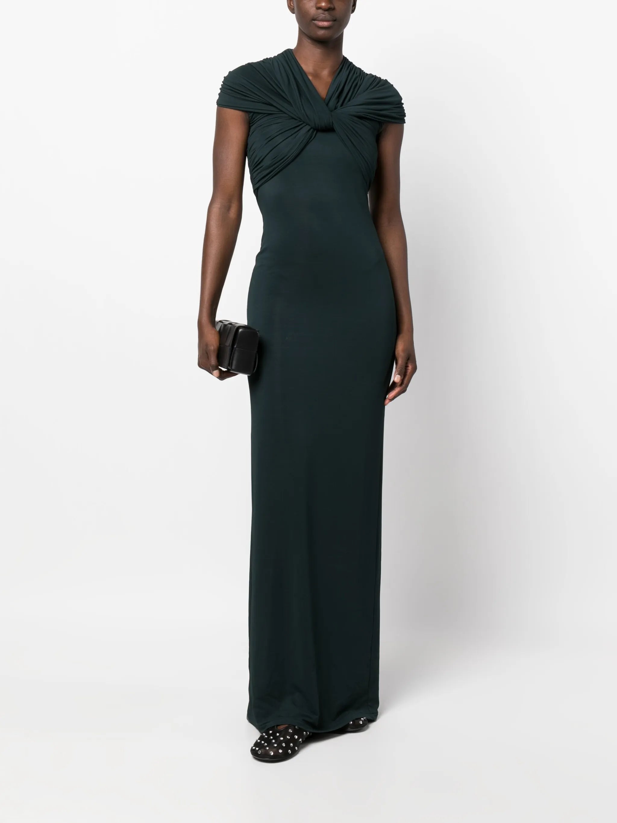 twist-detail short-sleeve dress