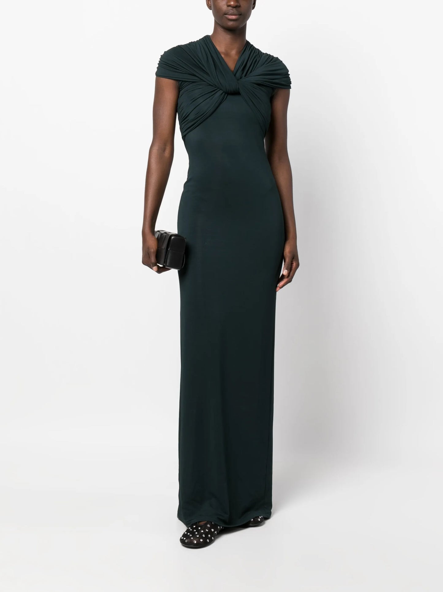 twist-detail short-sleeve dress