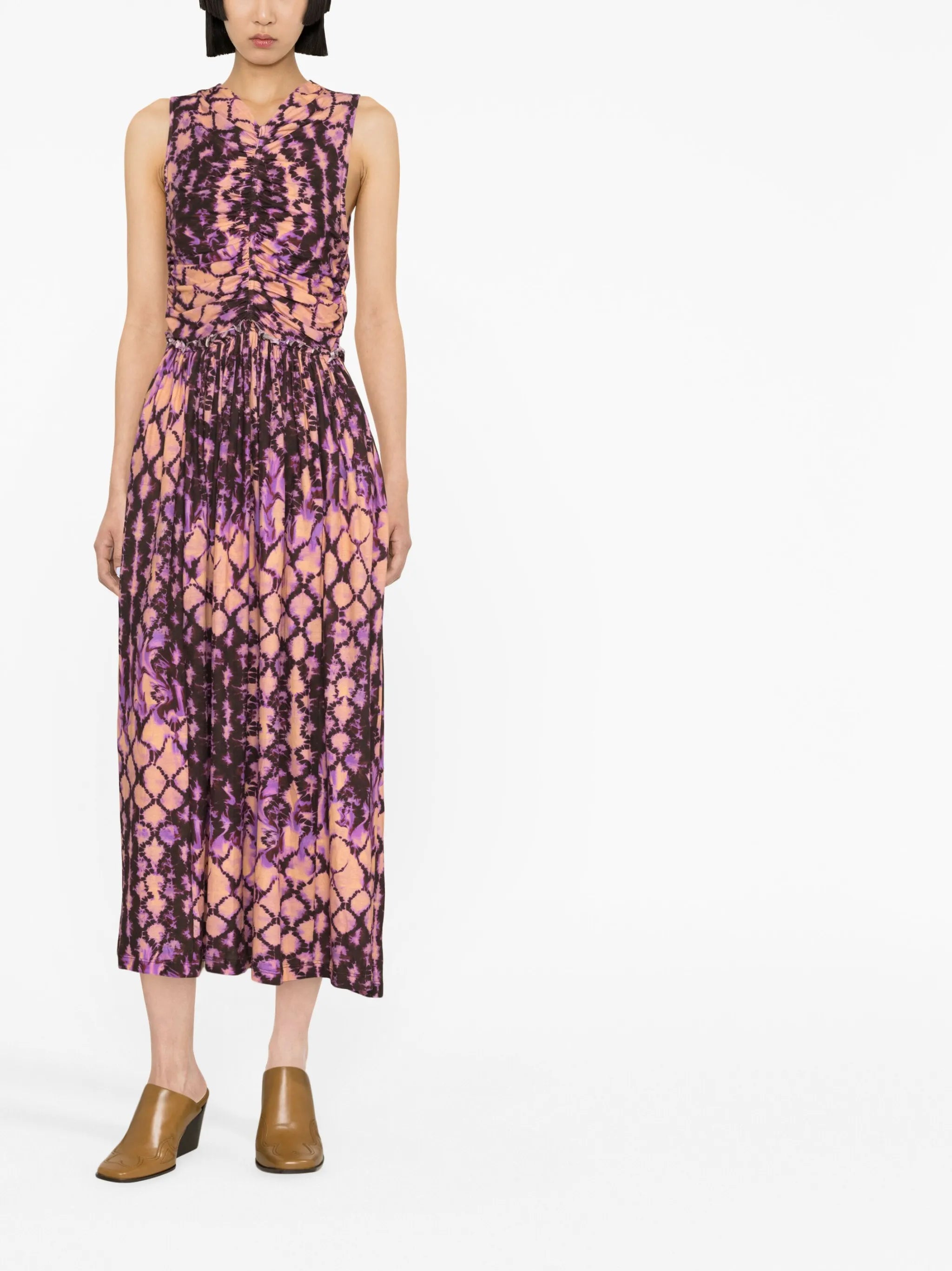 Sascha ruched midi dress