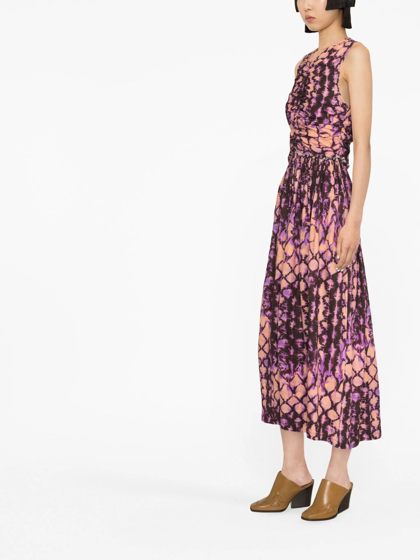 Sascha ruched midi dress