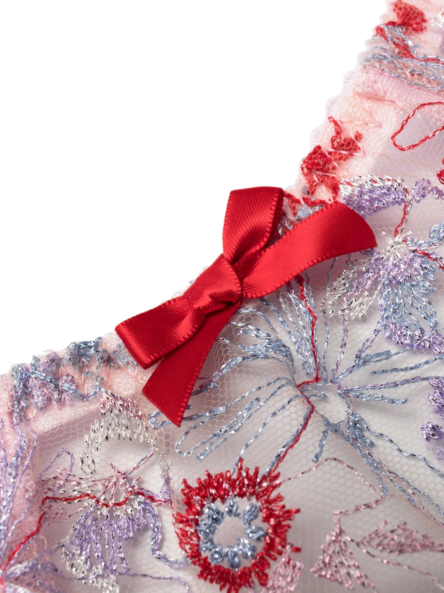 Zuri floral-embroidery suspender belt