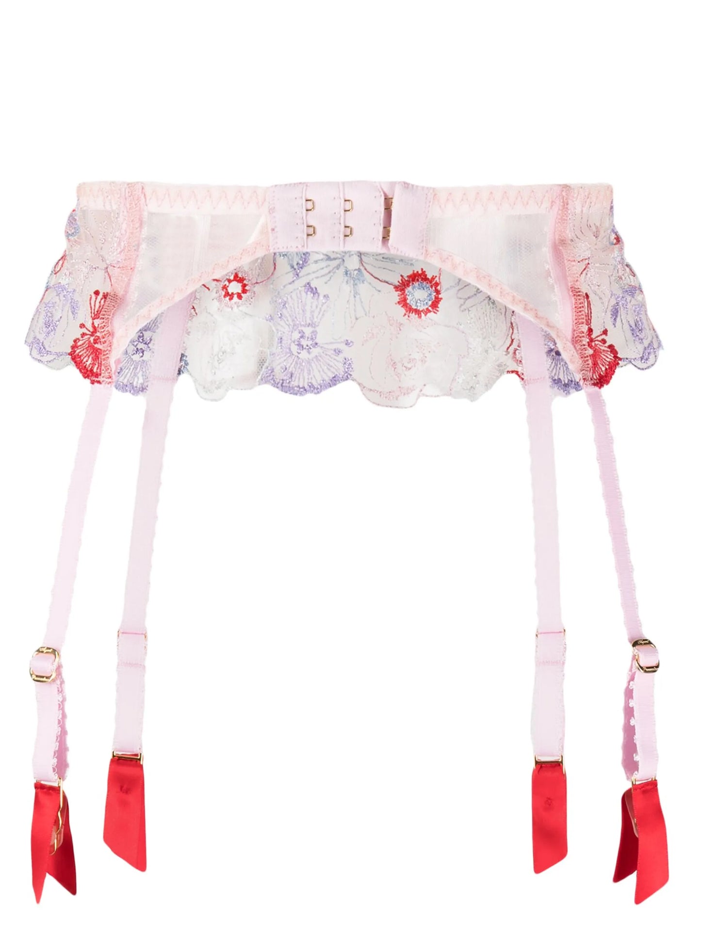 Zuri floral-embroidery suspender belt