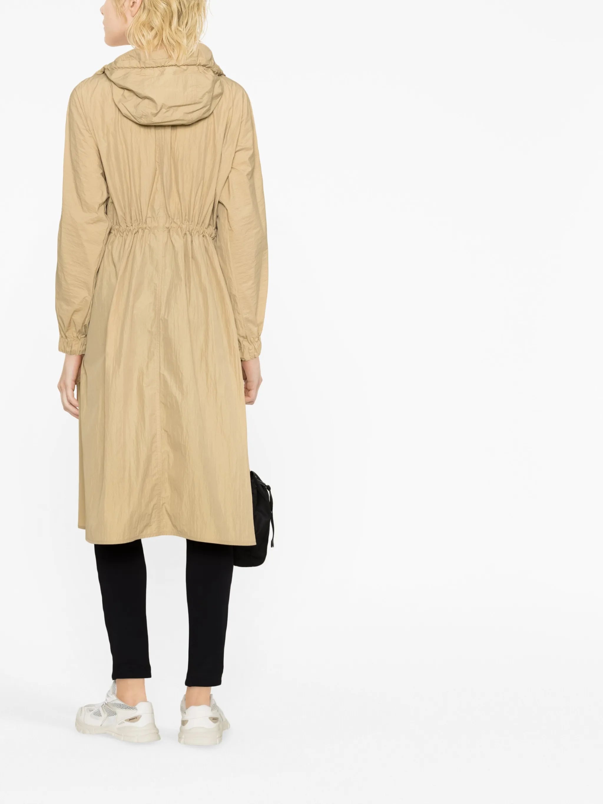 drawstring-waist hooded coat
