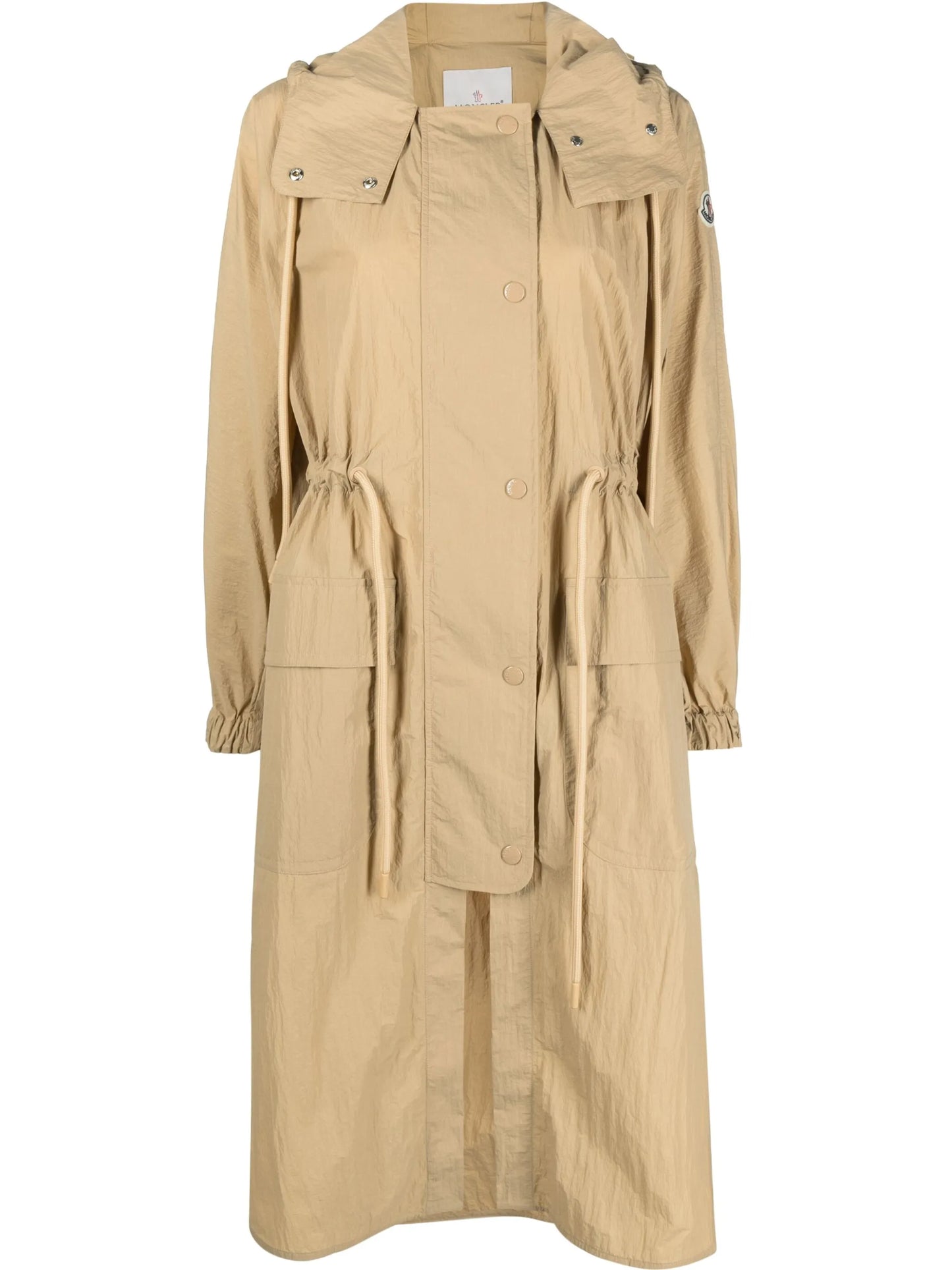 drawstring-waist hooded coat