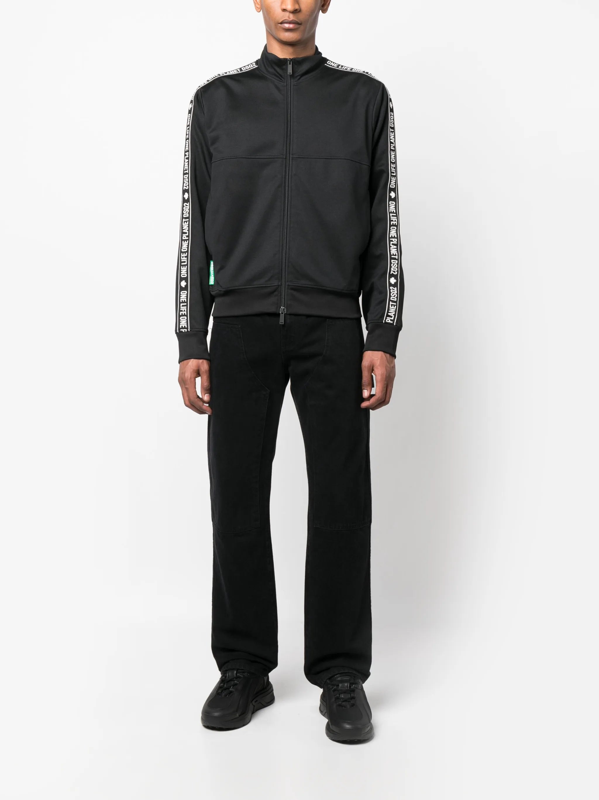 high-neck zip-up sweatshirt