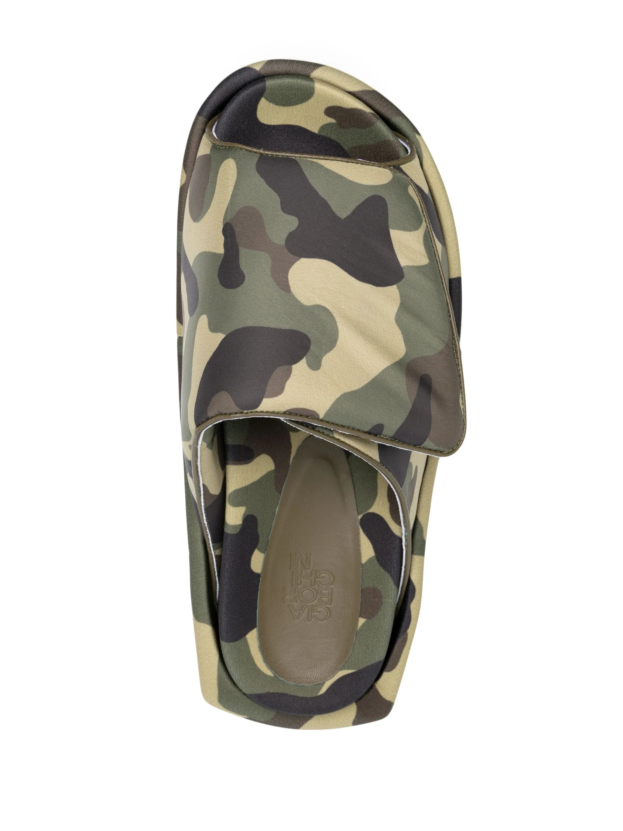 camouflage-print platform sandals