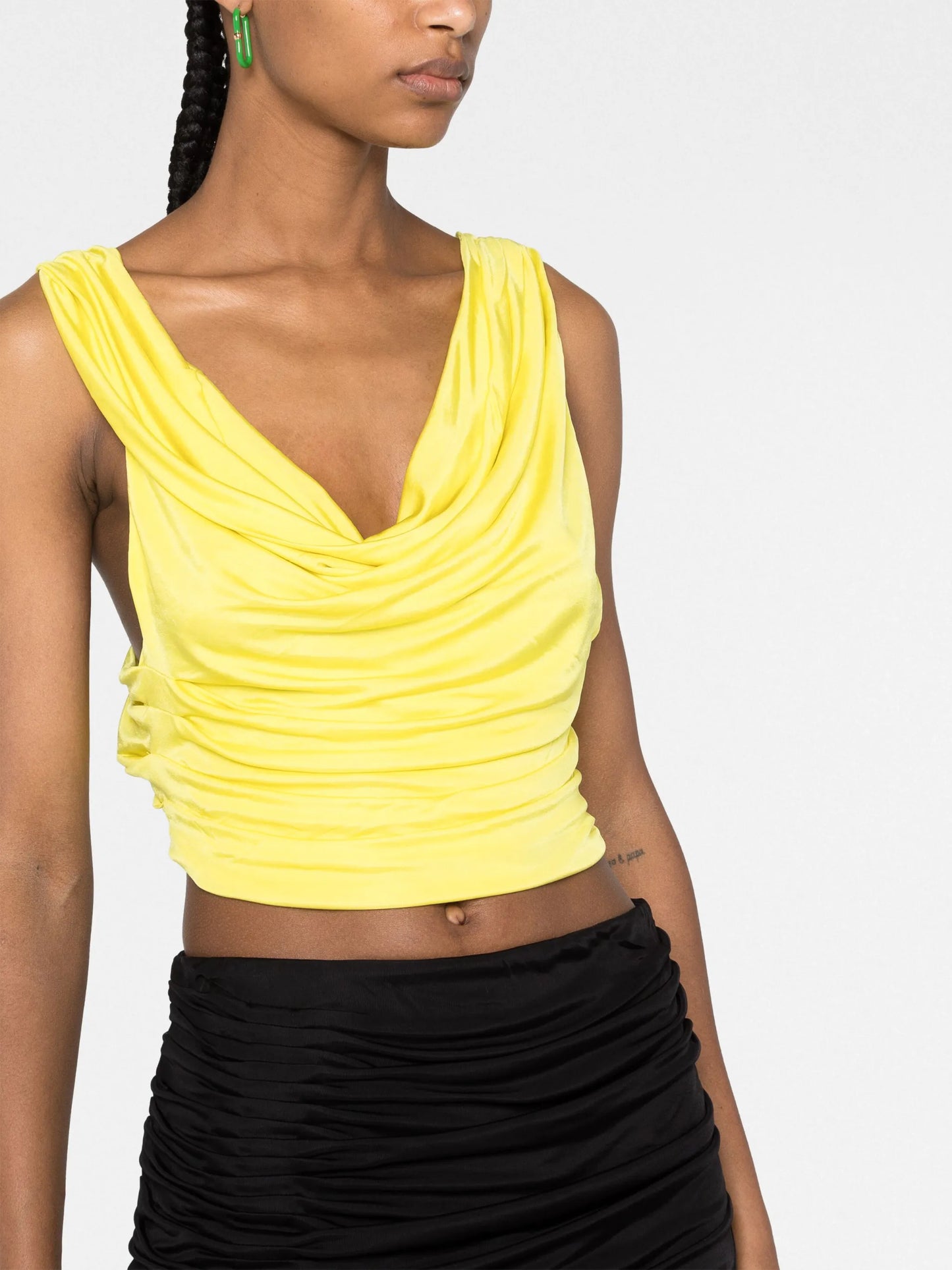 Juara draped twisted cropped top