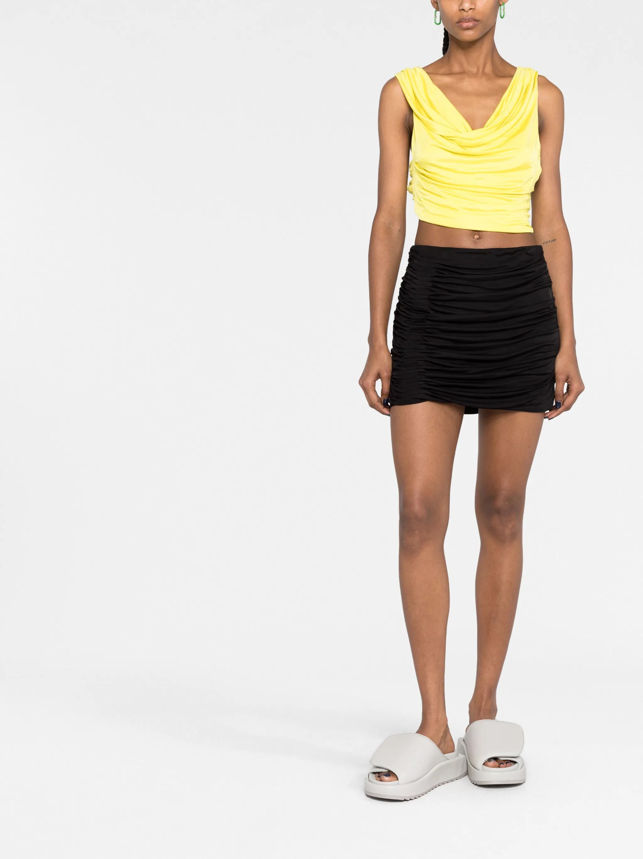 Juara draped twisted cropped top
