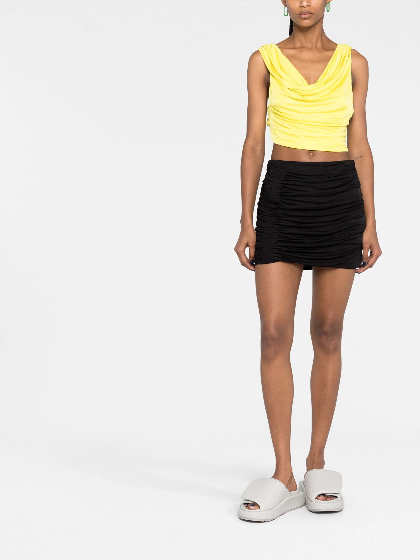 Juara draped twisted cropped top