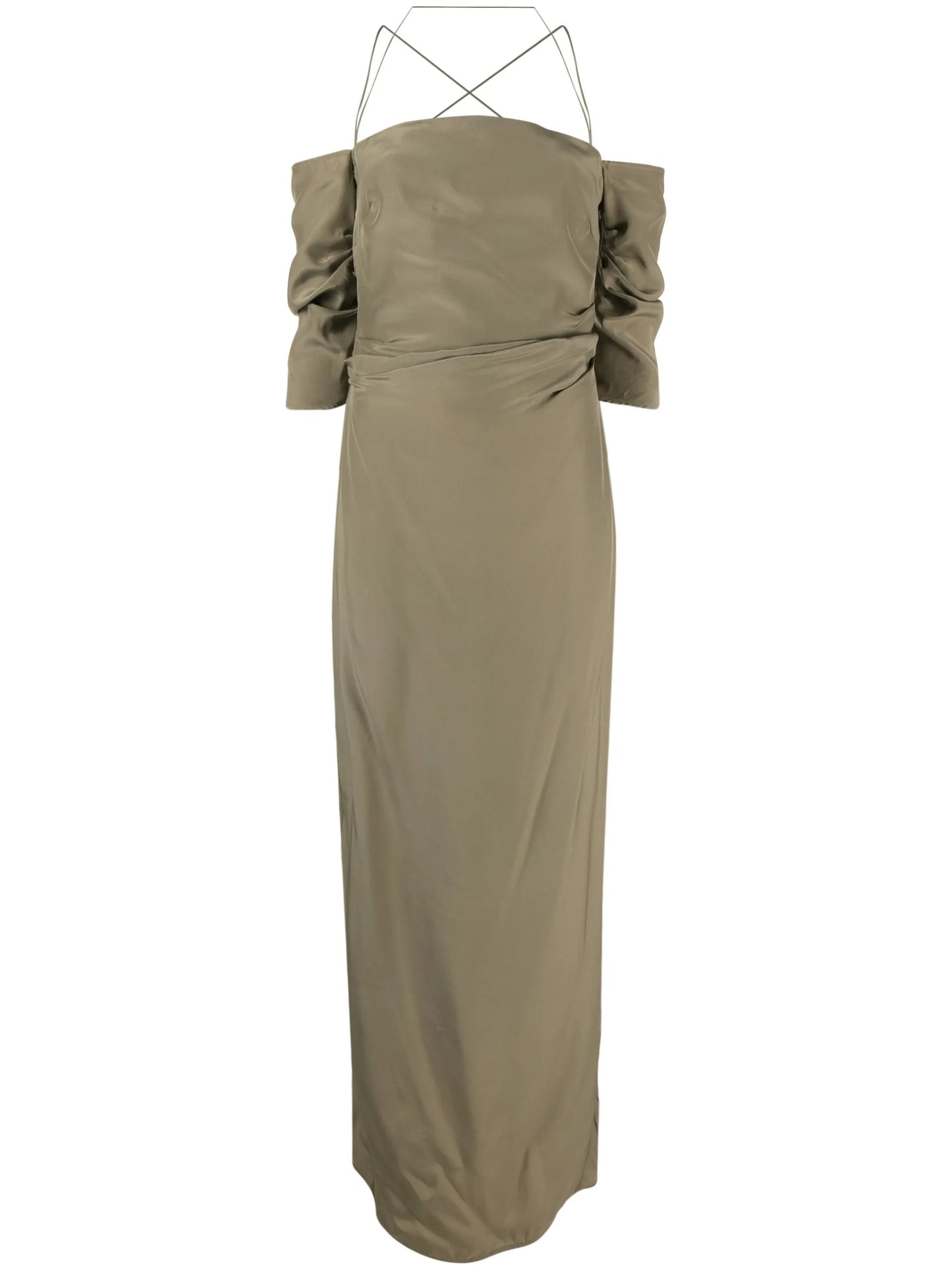 off-shoulder silk dress