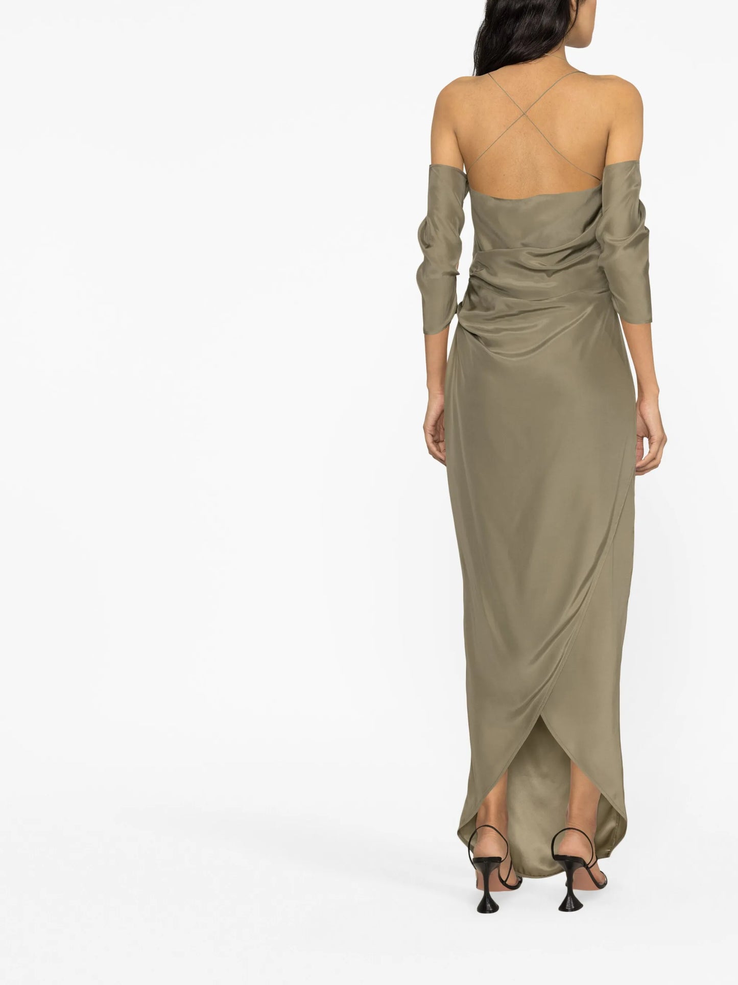 off-shoulder silk dress