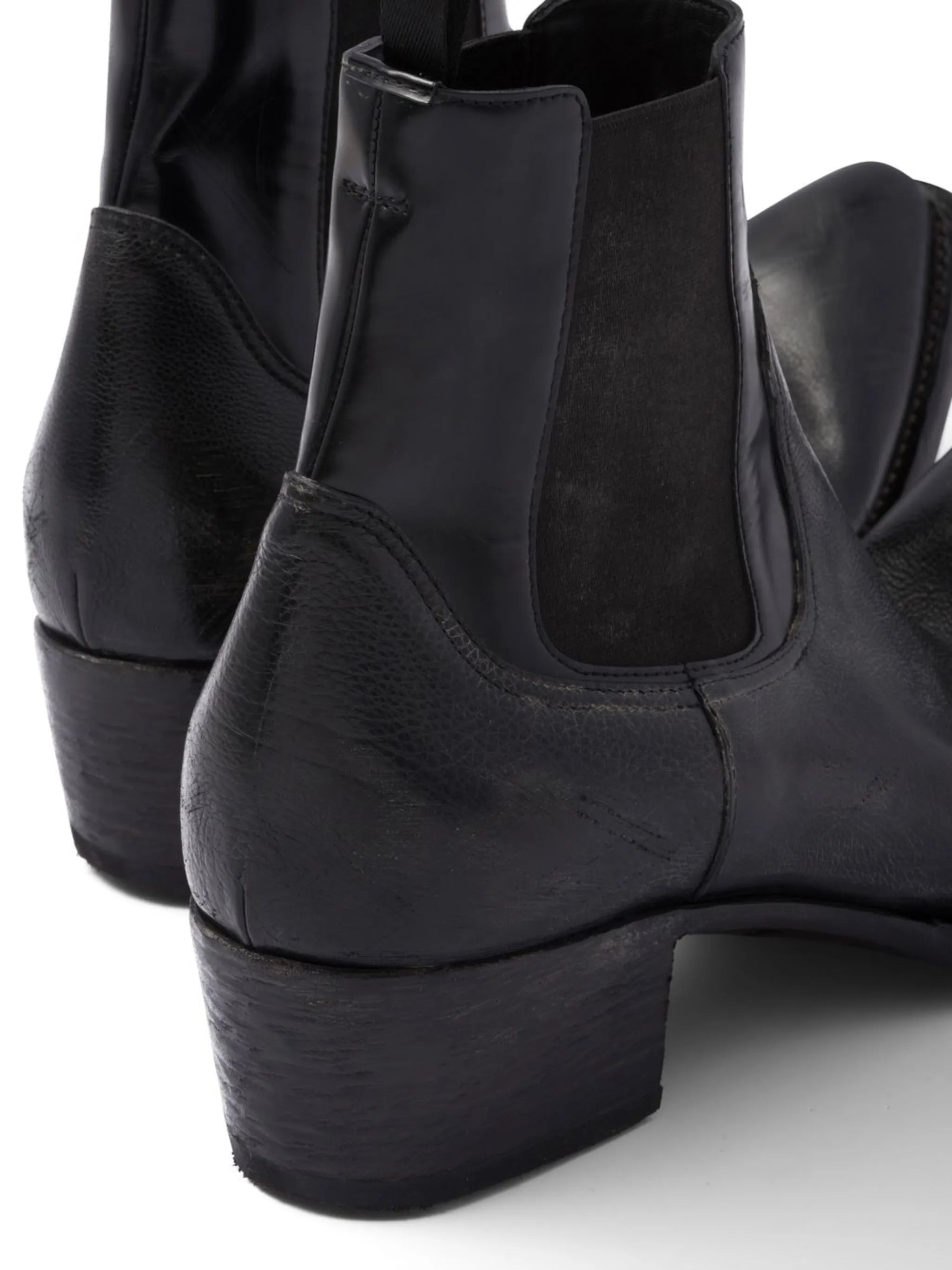 turn-up toe leather ankle boots
