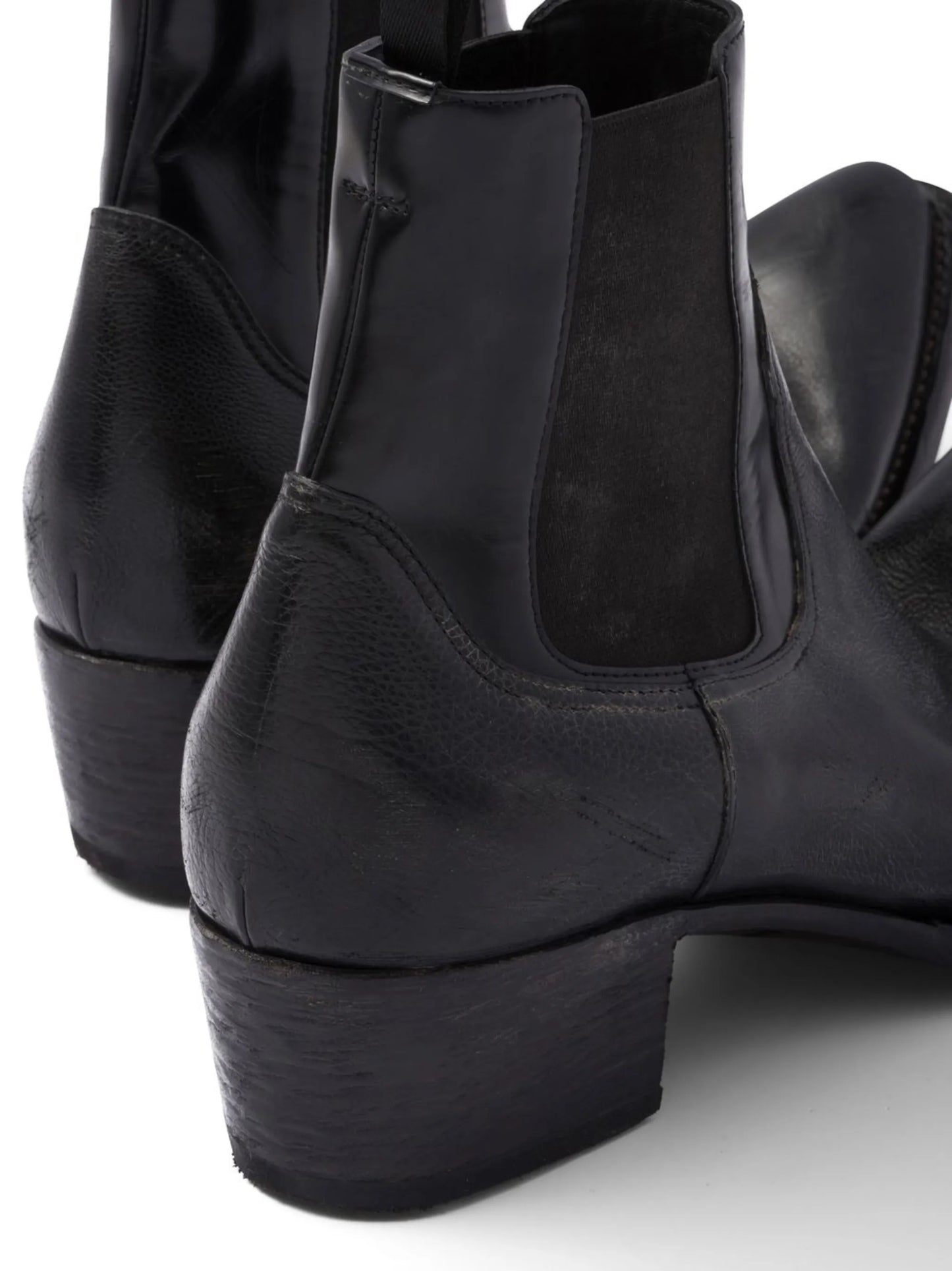 turn-up toe leather ankle boots
