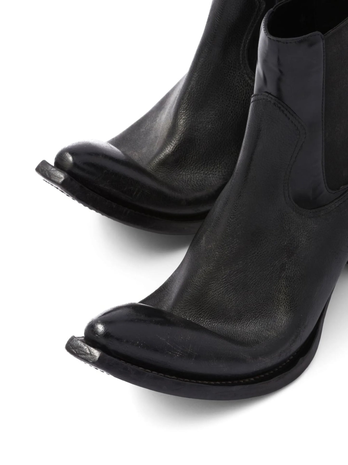 turn-up toe leather ankle boots