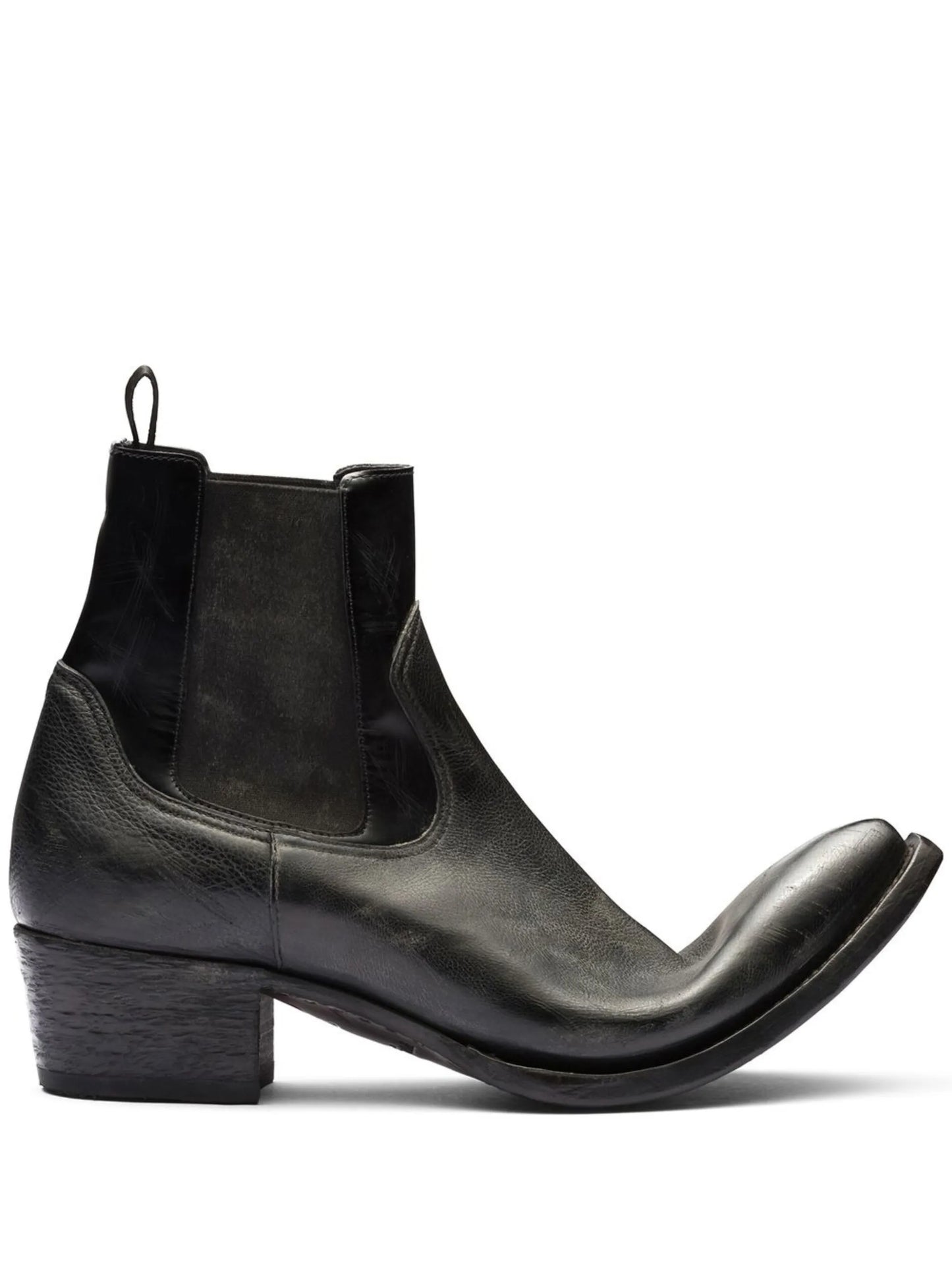 turn-up toe leather ankle boots