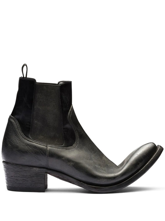 turn-up toe leather ankle boots