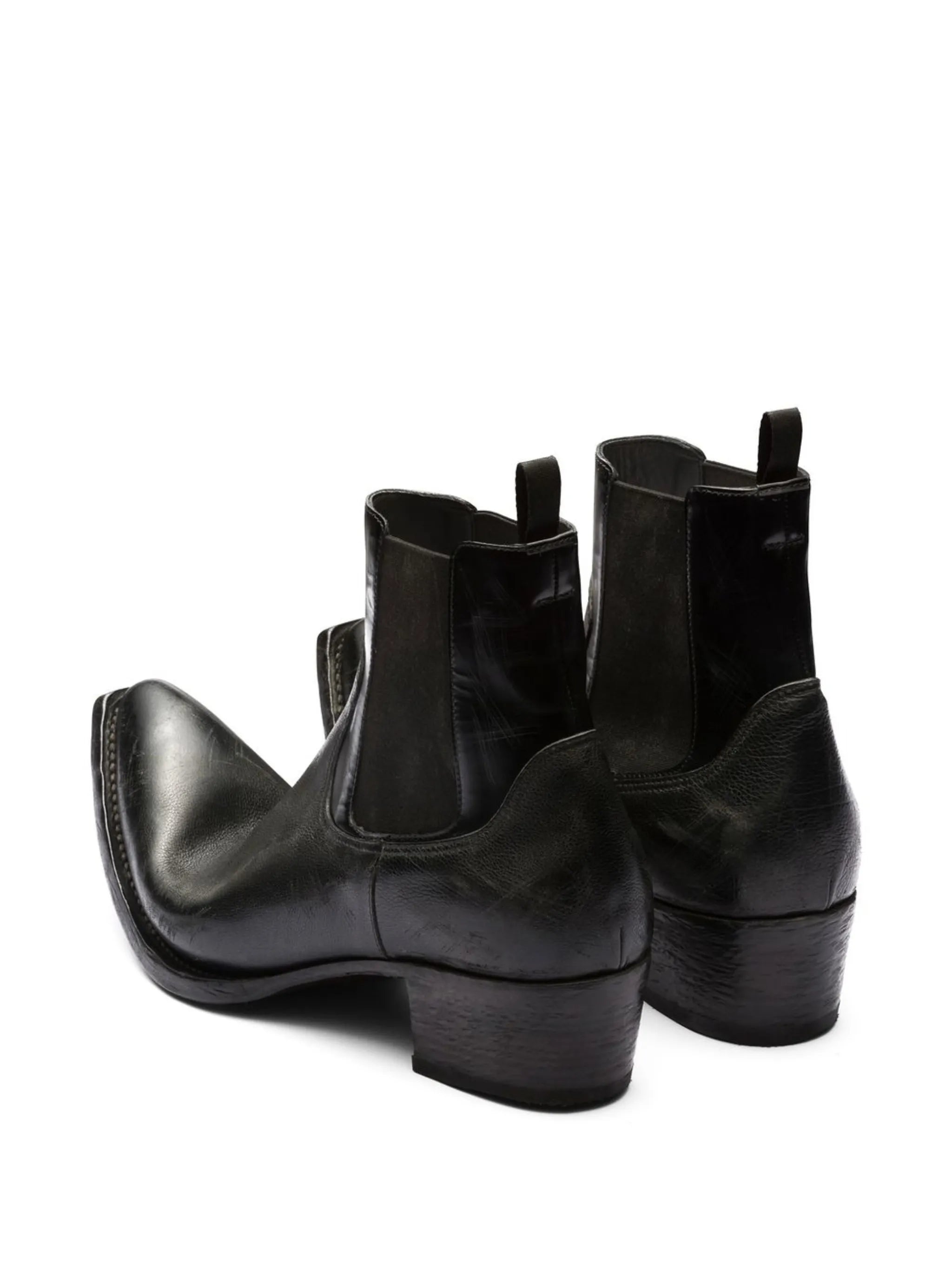 turn-up toe leather ankle boots