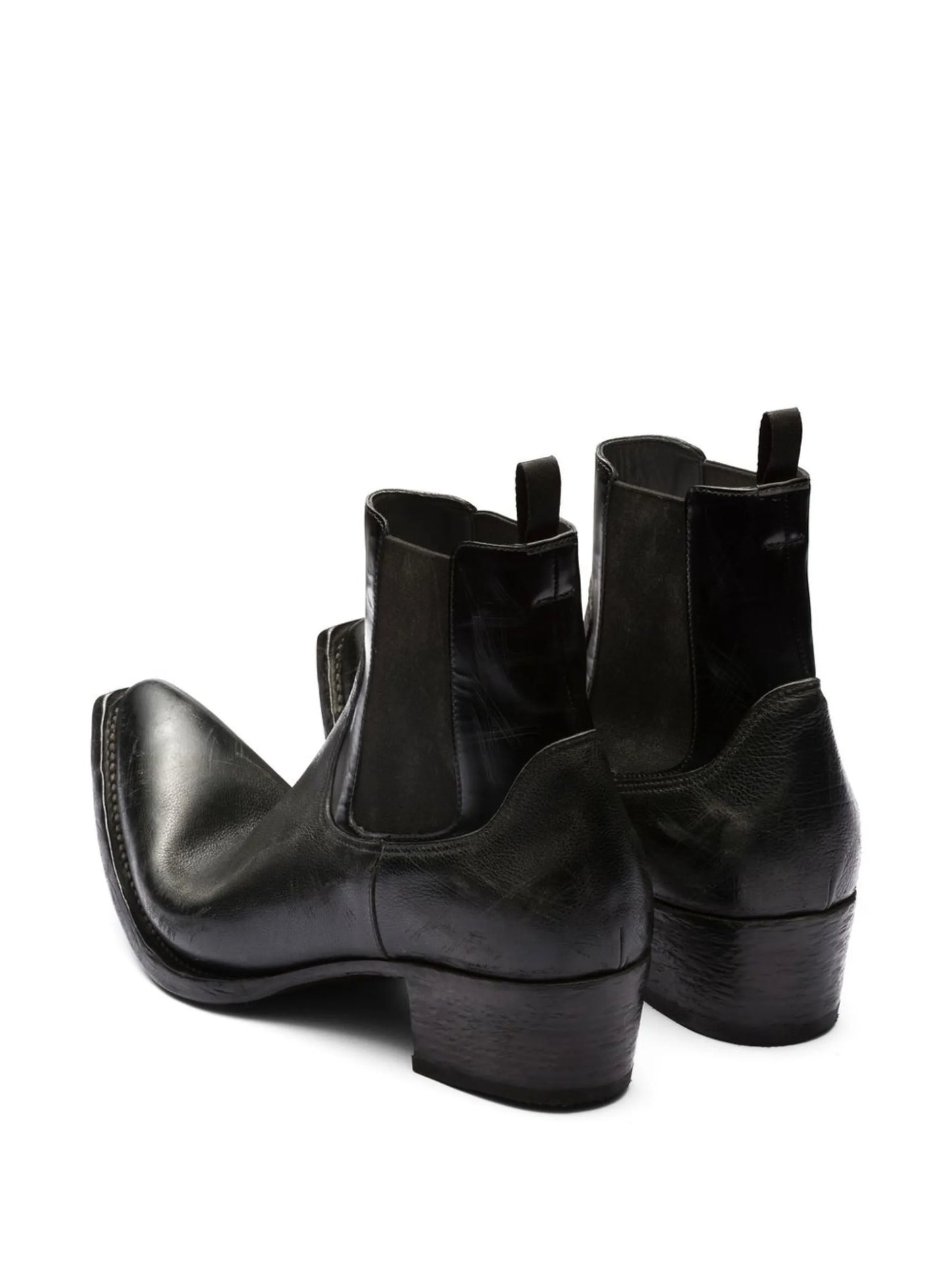 turn-up toe leather ankle boots