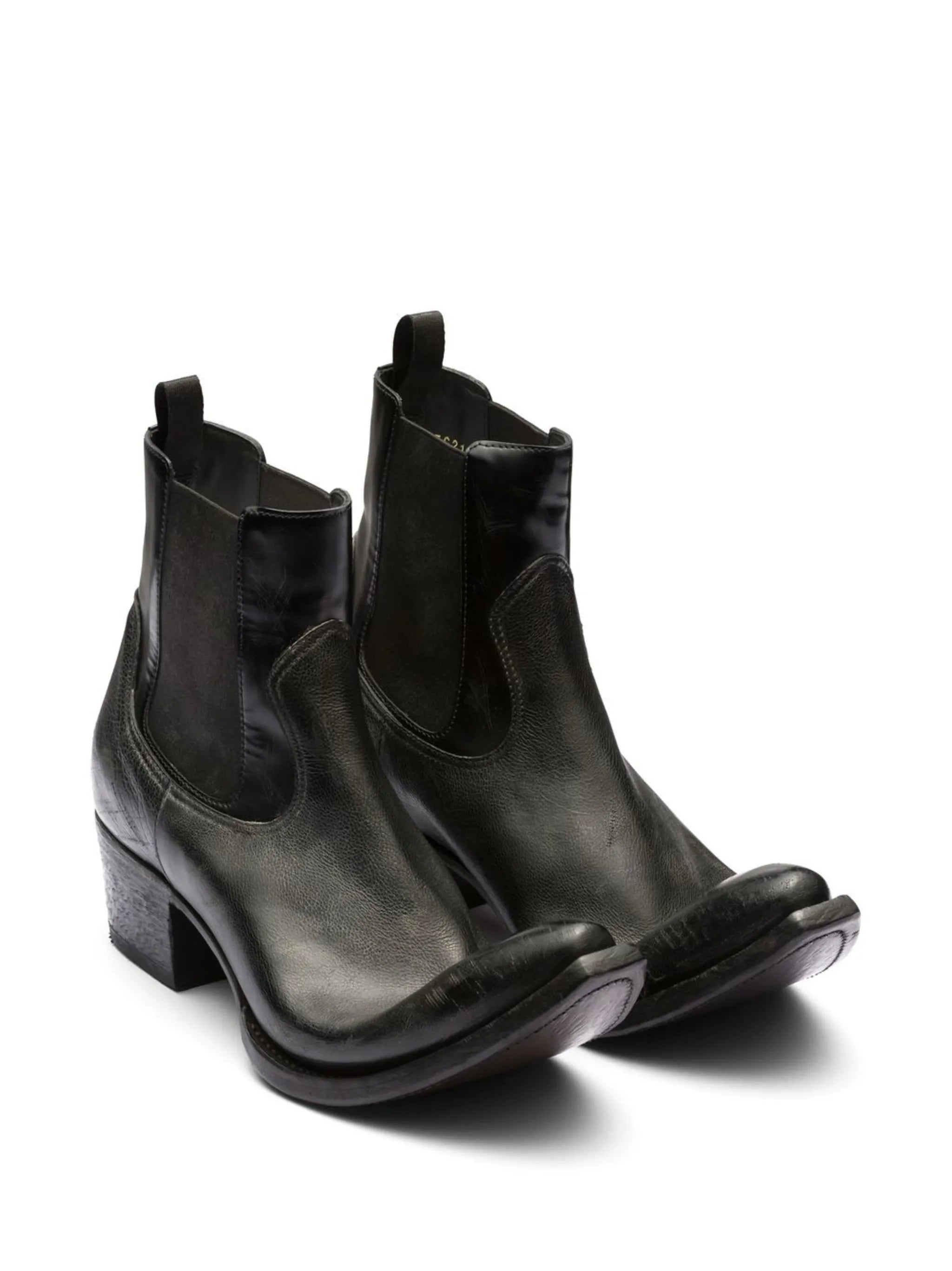 turn-up toe leather ankle boots