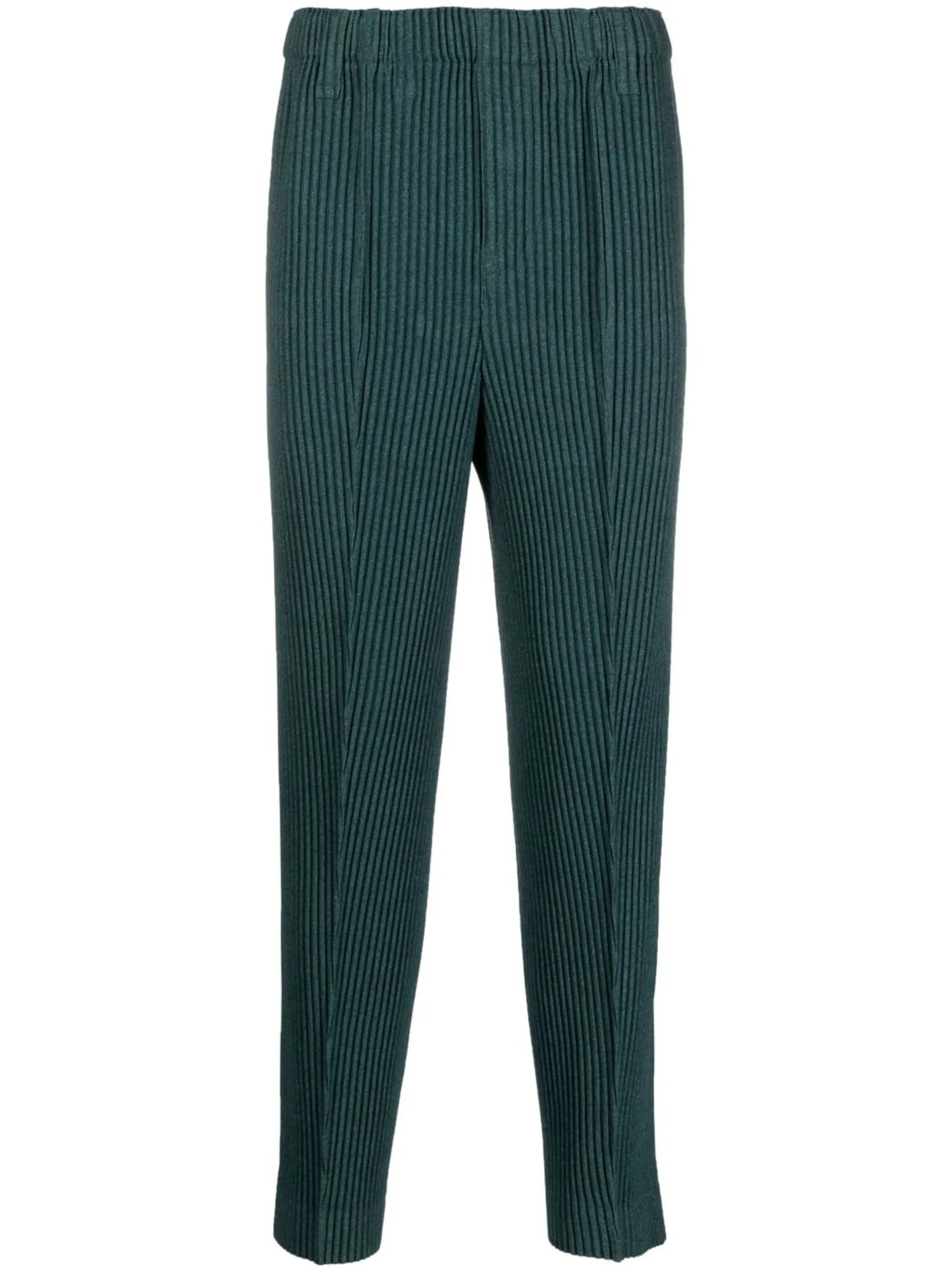plissé straight-leg trousers