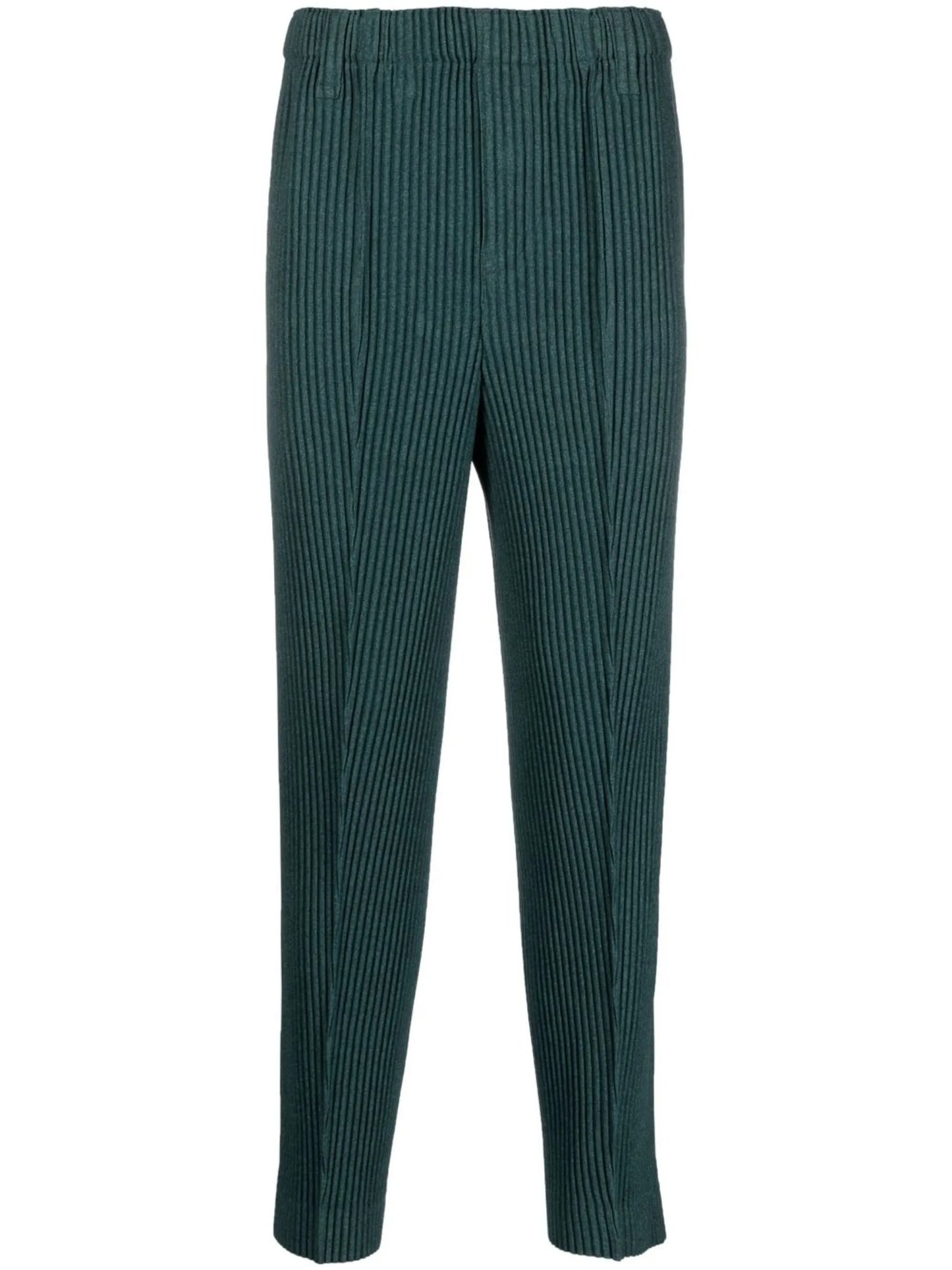 plissé straight-leg trousers