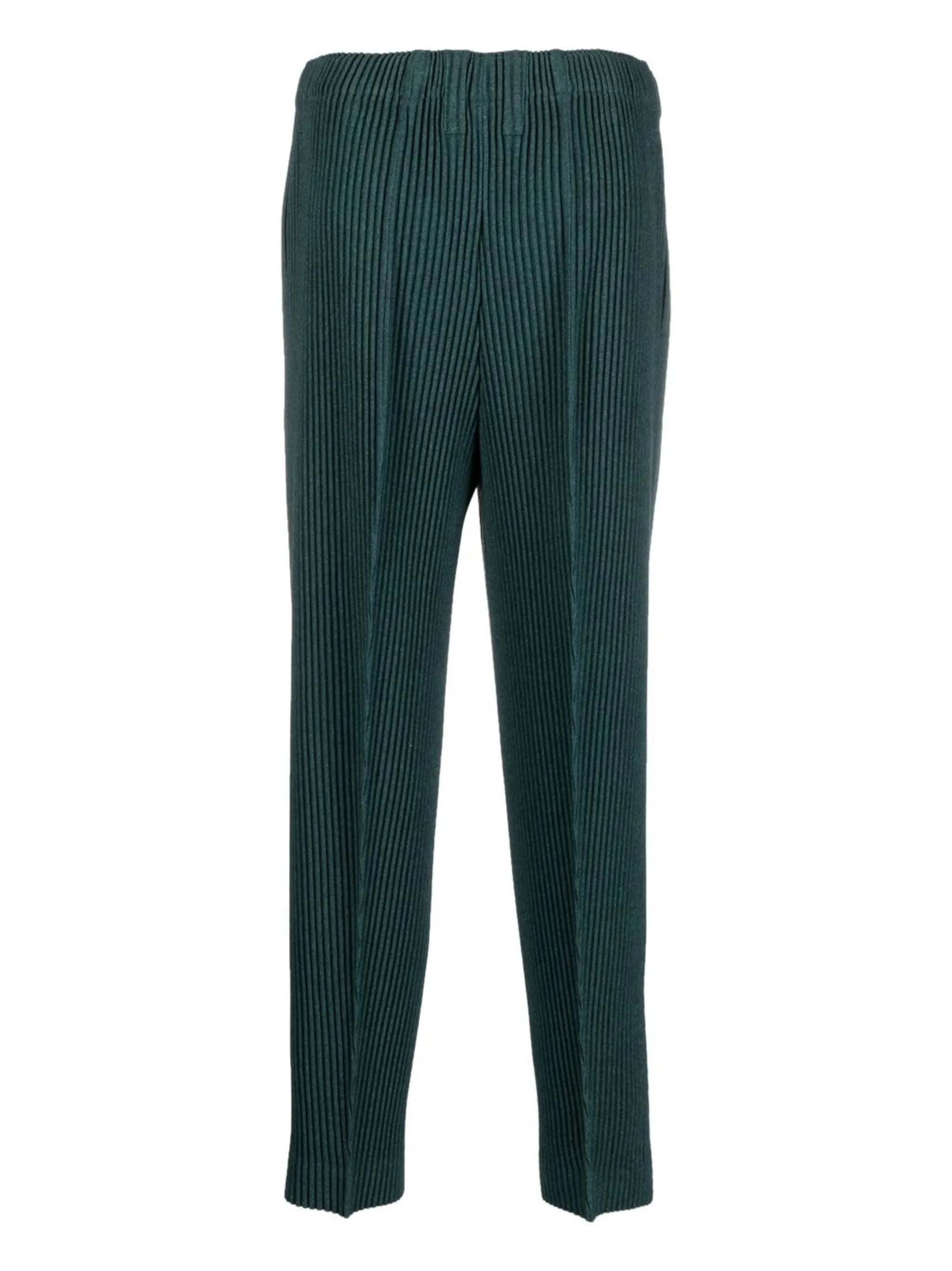 plissé straight-leg trousers