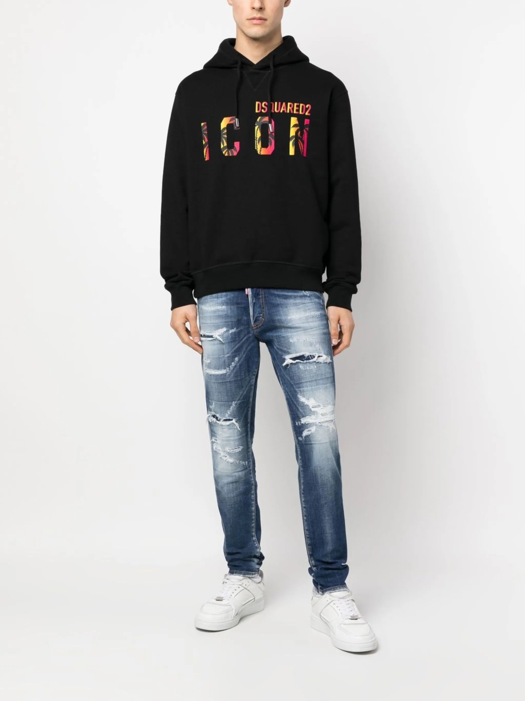 Icon-print hooded sweatshirt